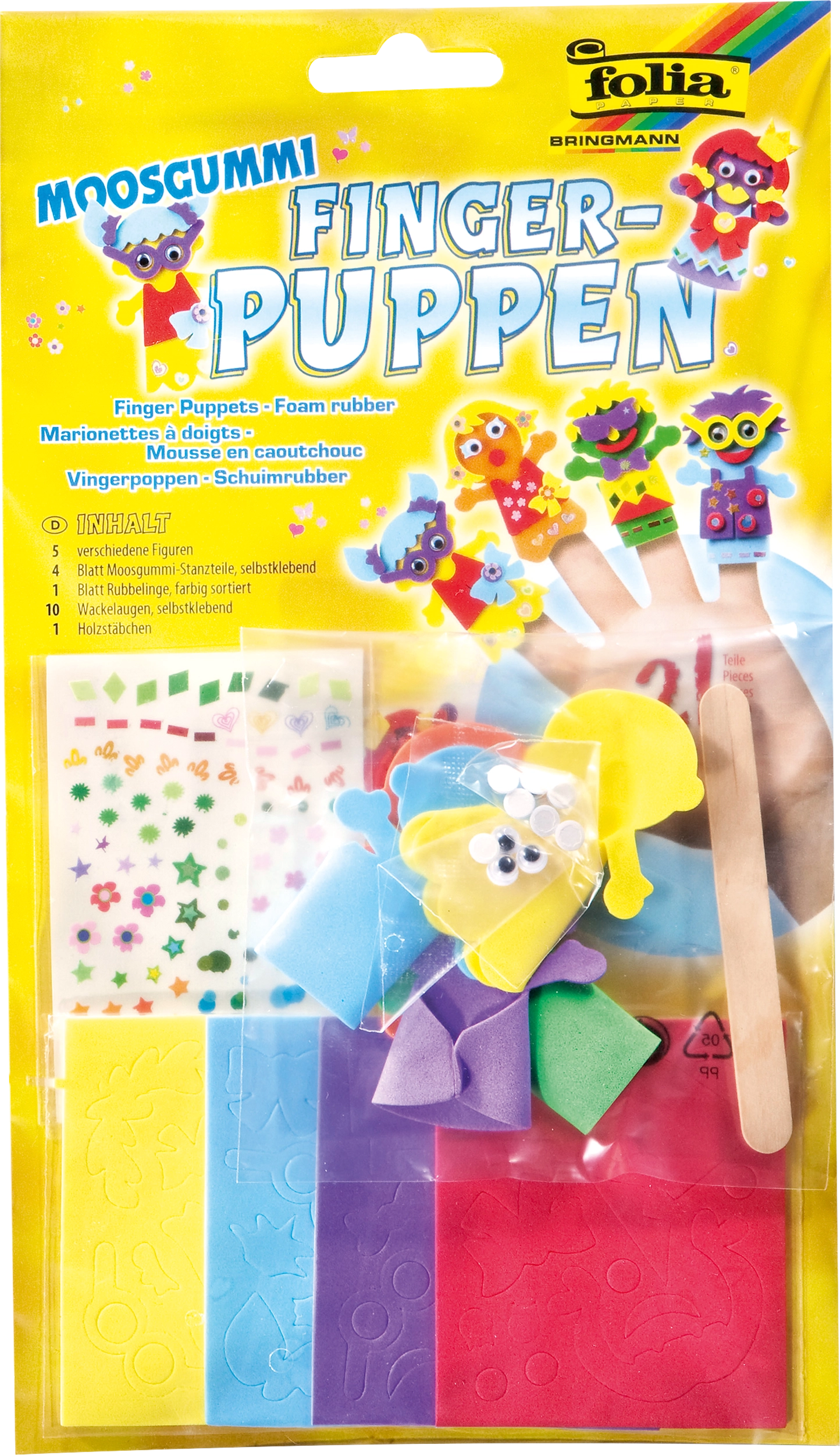 Foam Rubber Finger Puppets, Children, 21 parts