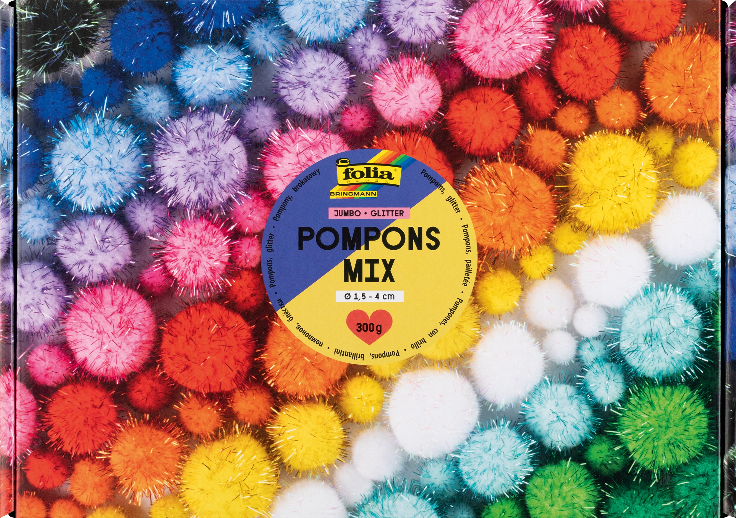 Pompons Mix, Jumbo, Glitter