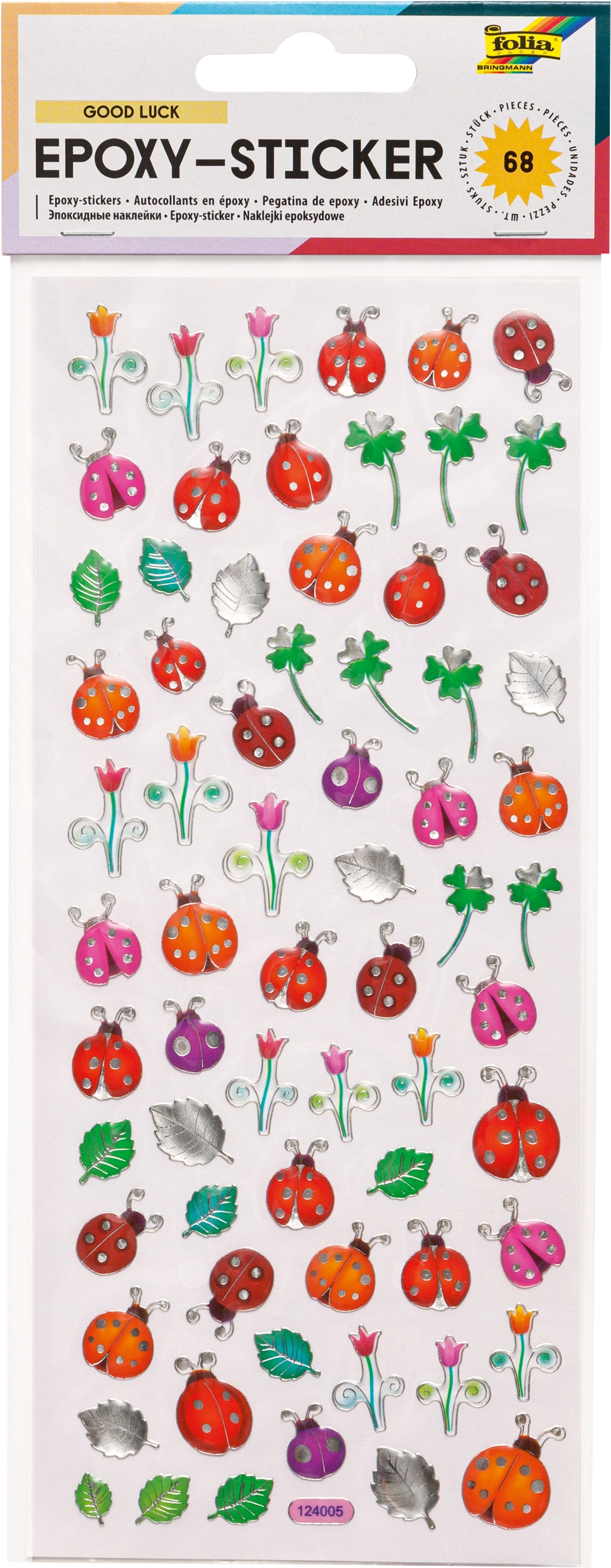 Epoxy-Sticker, Viel Glück, 68 Sticker, 1 Blatt