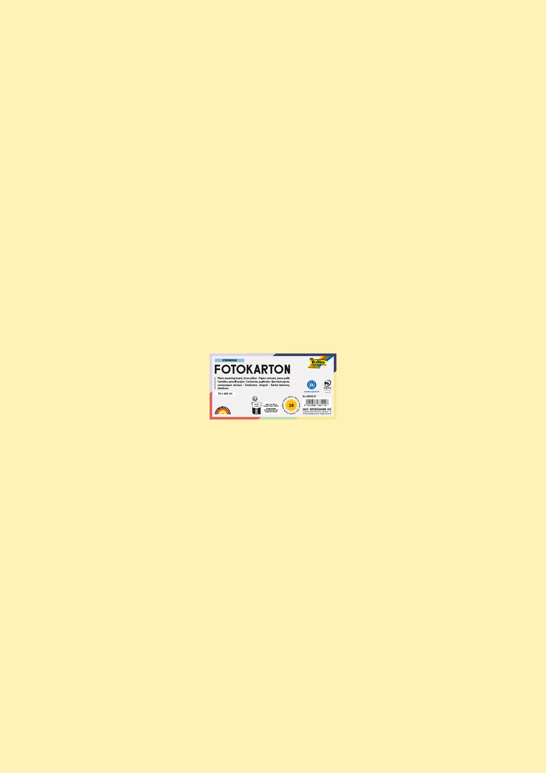Photo Mounting Board, Straw Yellow, 70 x 100 cm, 300 g/m², 10 sheets