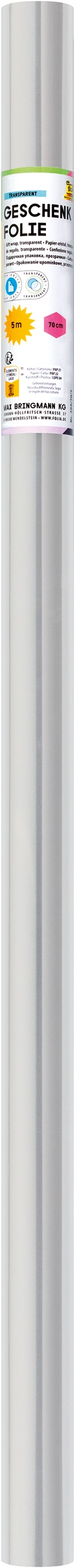 Geschenkfolie, Transparent, Blanko, 70 cm x 5 m, 1 Rolle