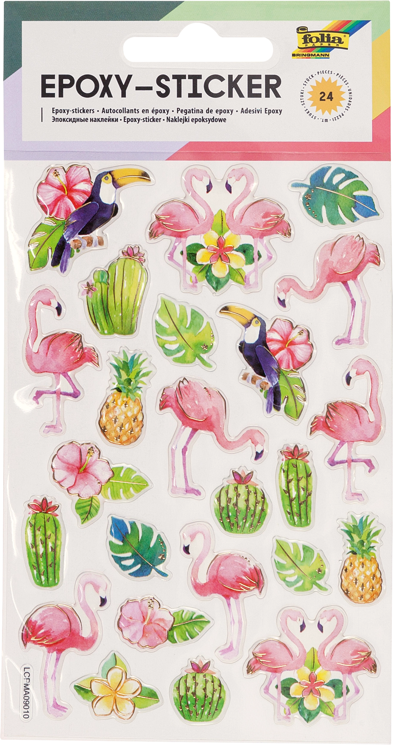 Epoxy-Sticker, Tropisch, 24 Sticker, 1 Blatt