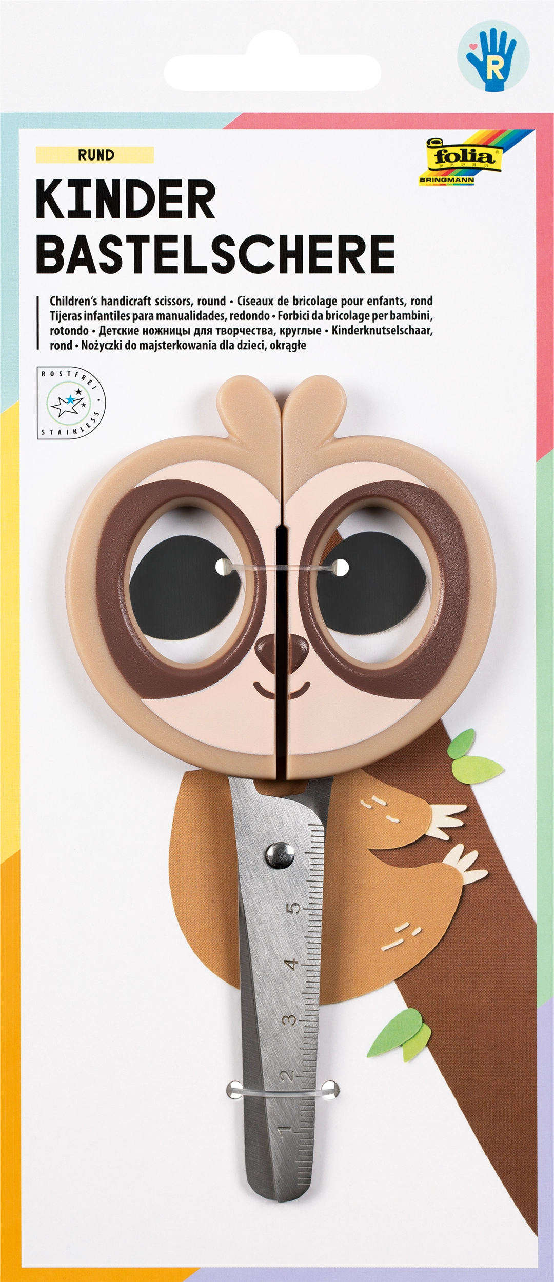 Kids Handicraft Scissors, Sloth, 16 cm, 1 pair of scissors