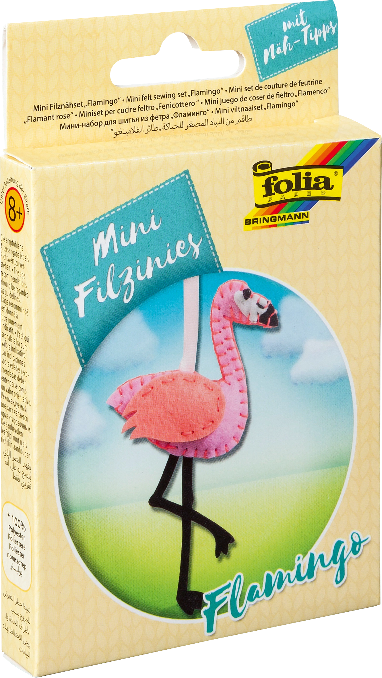Mini Felt-Sewing-Set , Flamingo, 11 parts