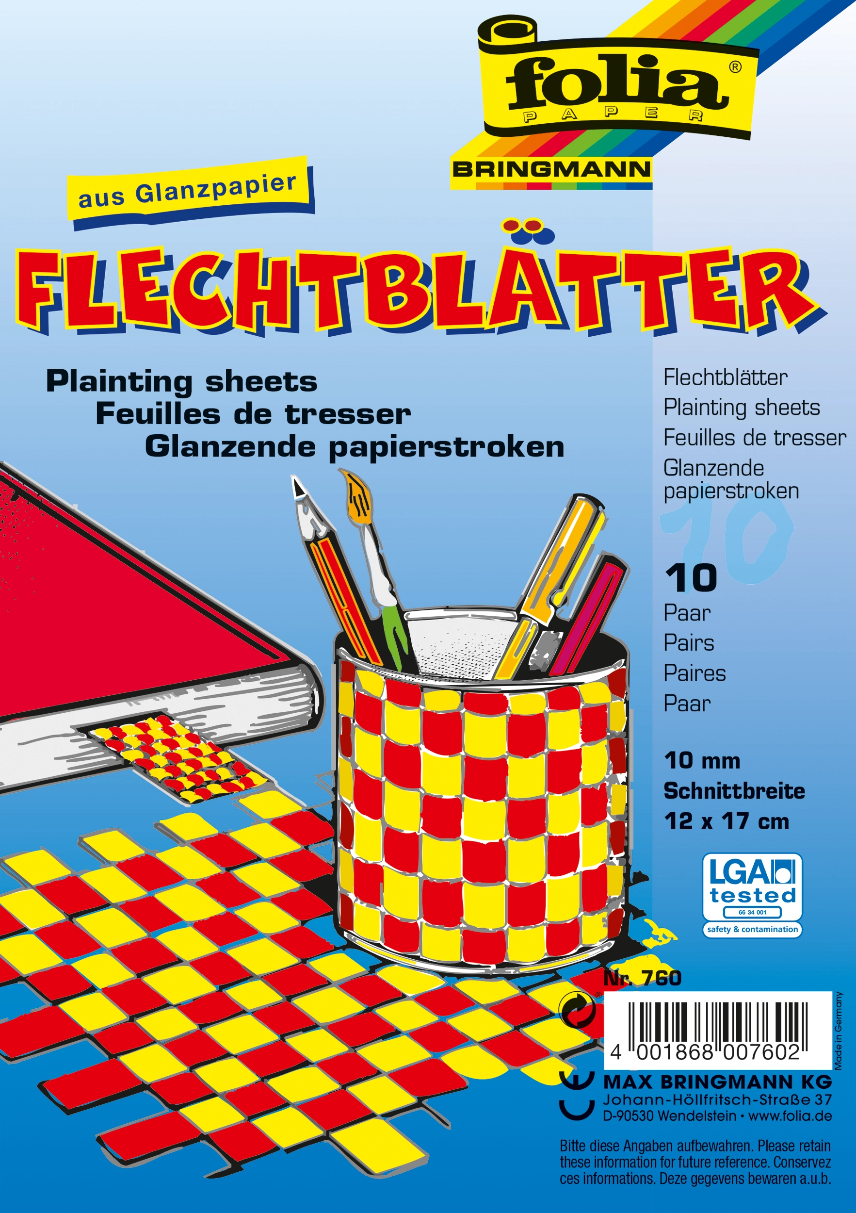 Weaving Sheets, Gloss Paper, 12 x 17 cm, 100 g/m², 10 pairs