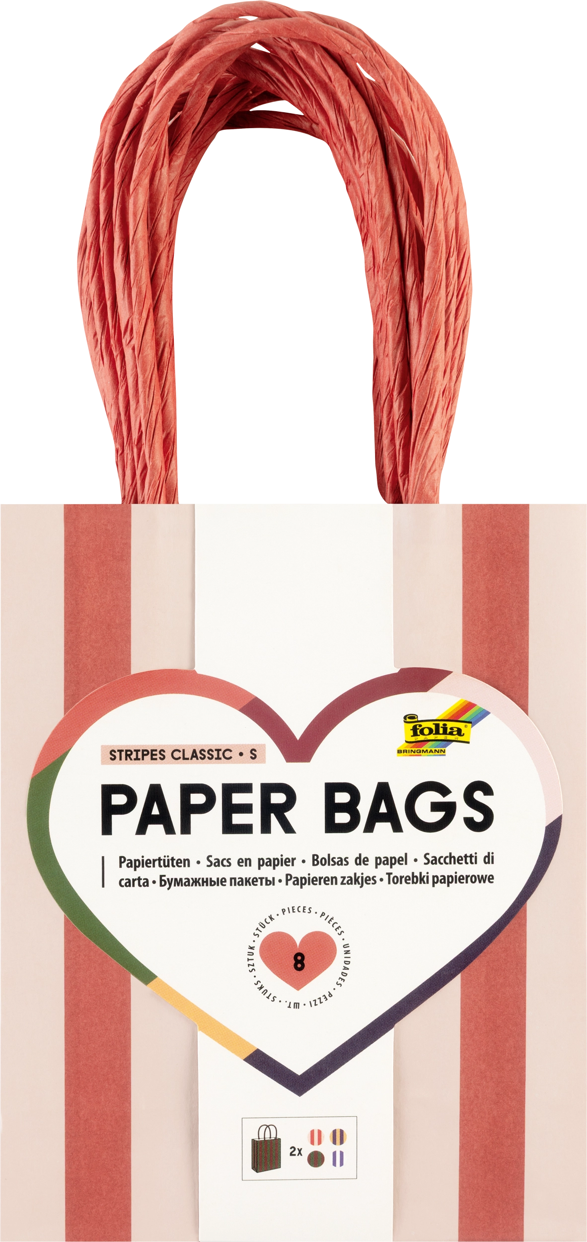 Paper Bags, Stripes, Classic, S, 110 g/m², 8 pieces