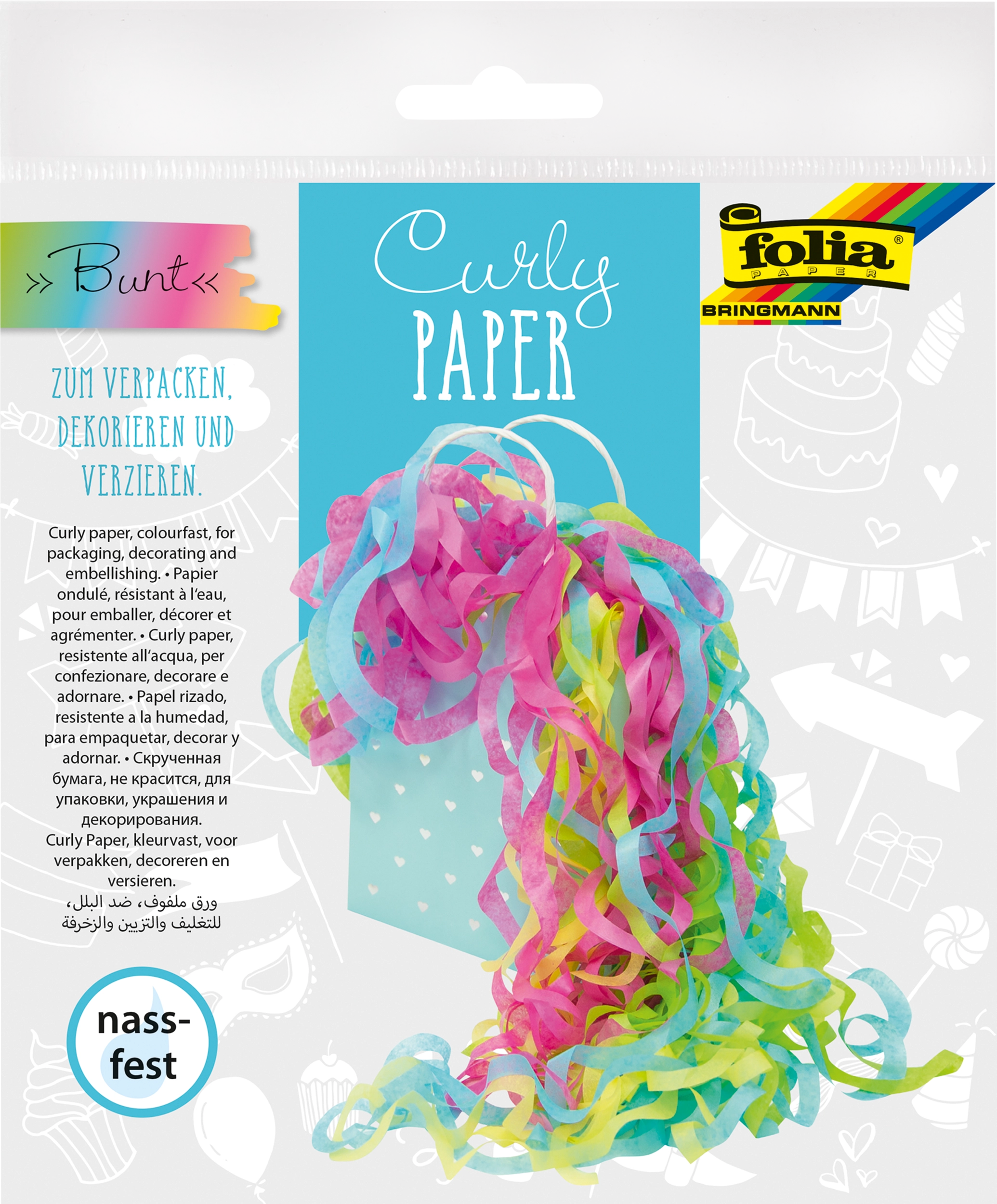 Curly Paper, Mixed Colours, 14 g/m², 1 piece
