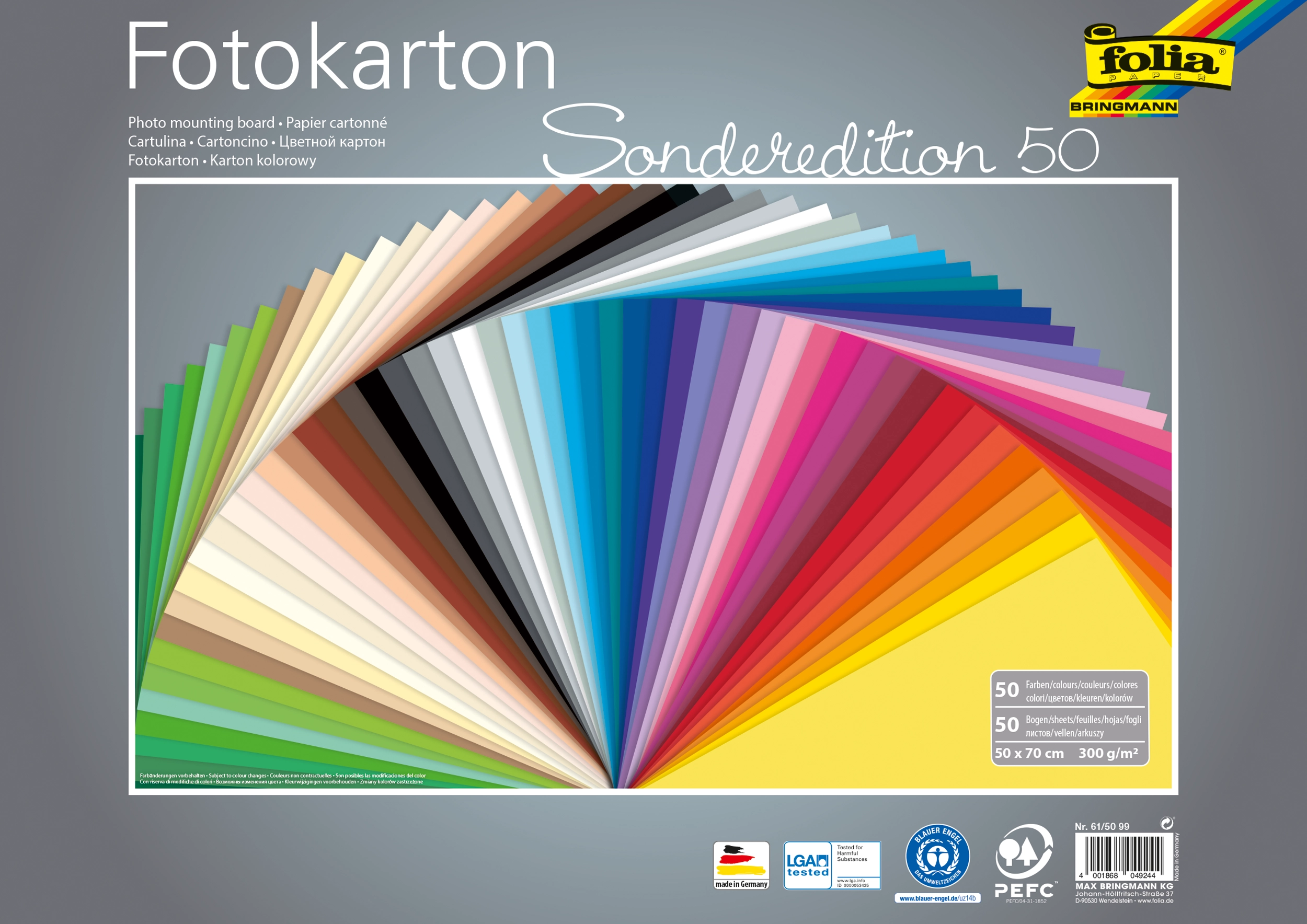 Photo Mounting Board Pad Special Edition, Basic, 50 Colours, 50 x 70 cm, 300 g/m², 50 sheets
