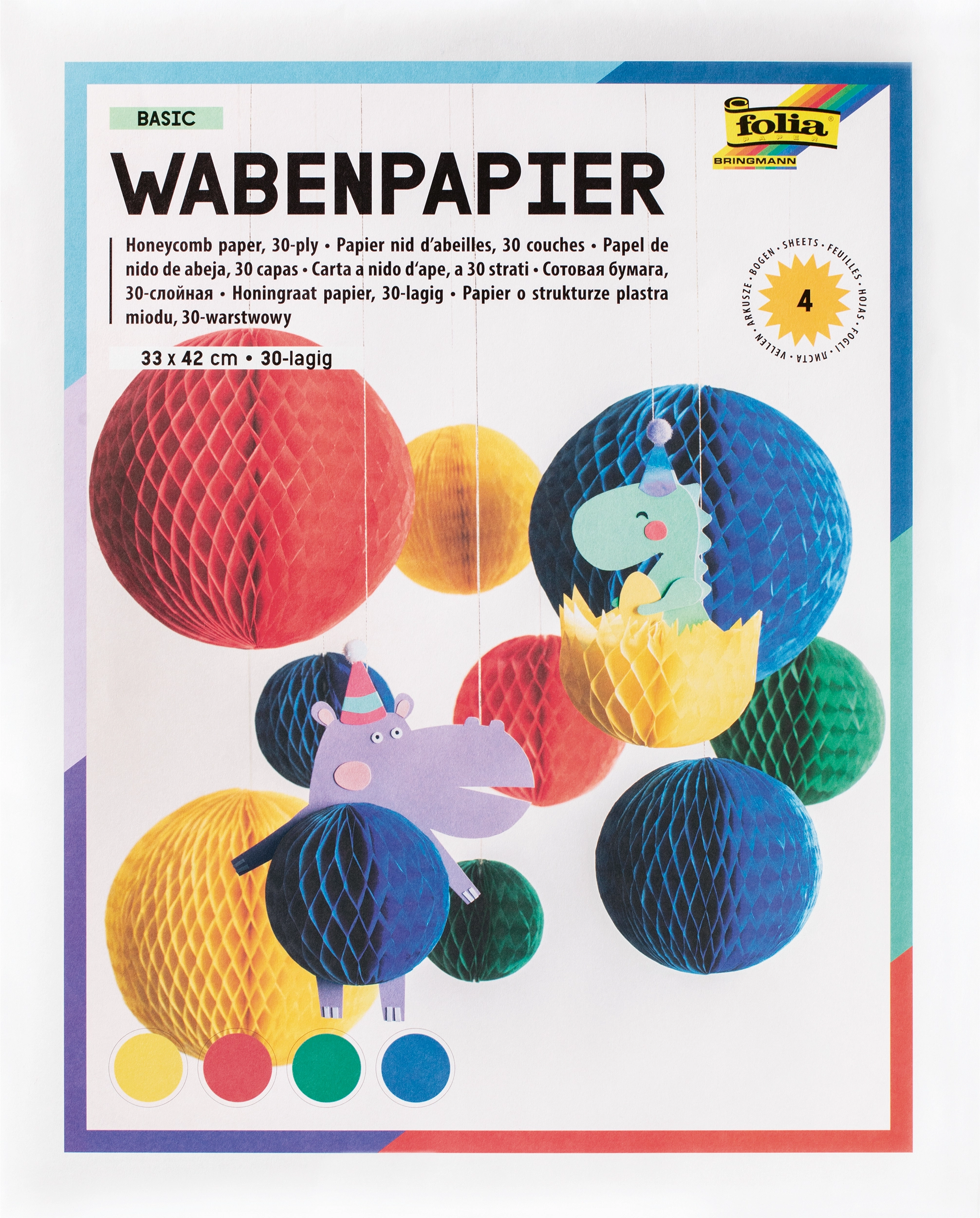Wabenpapier, Basic, 33 x 42 cm, 4 Blatt