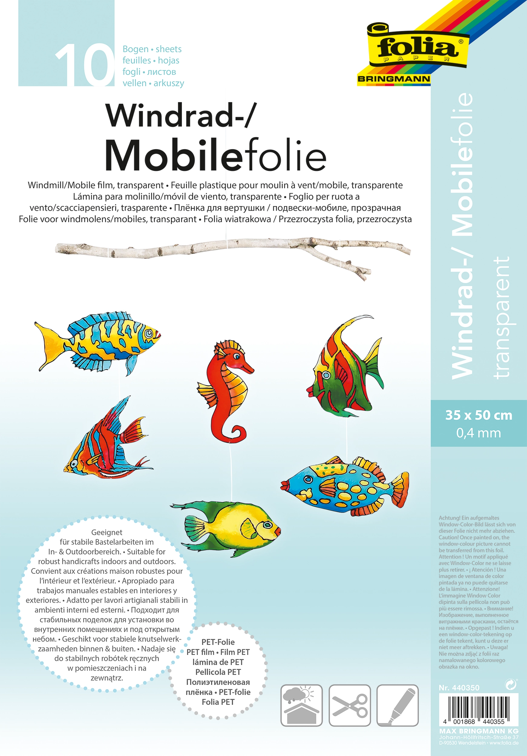 Mobilefolie, Transparent, 35 x 50 cm, 10 Blatt, 1 Pack