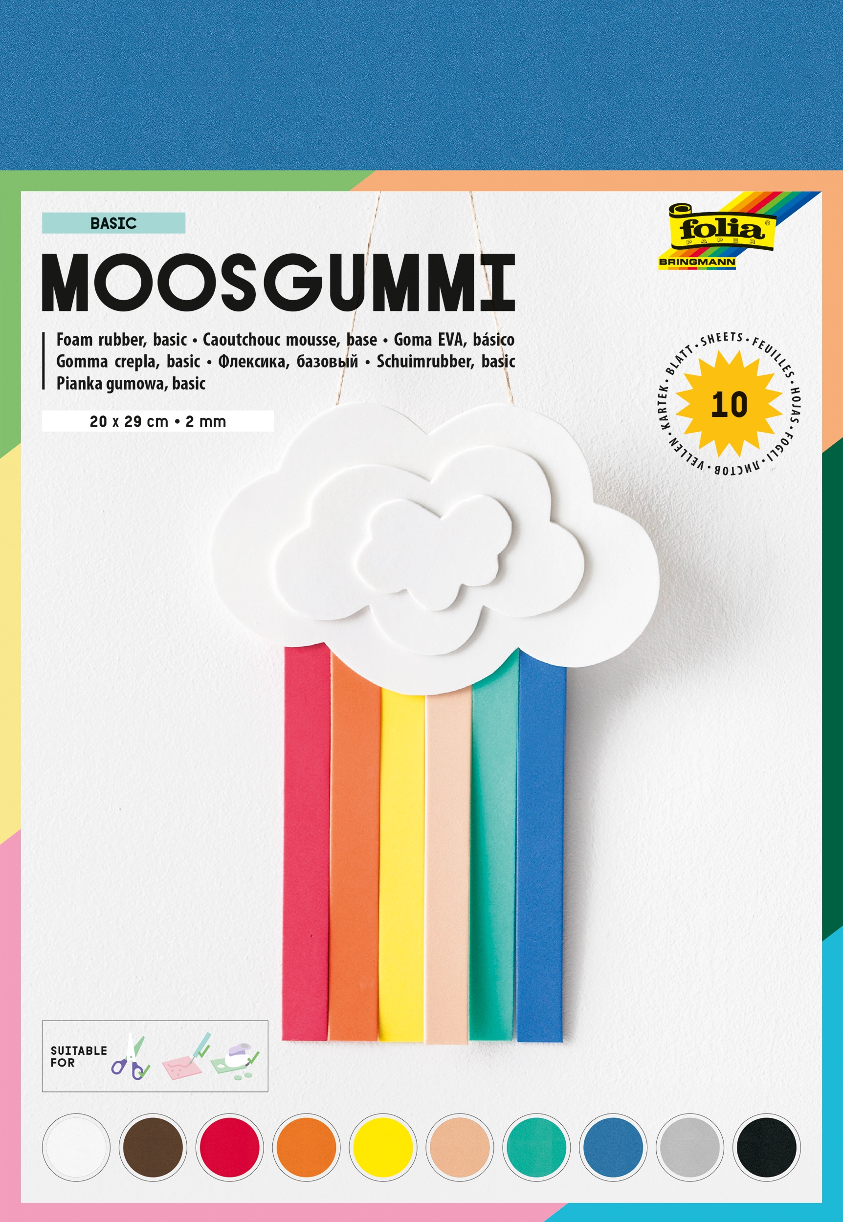 Moosgummi, Basic, 20 x 29 cm, 10 Blatt