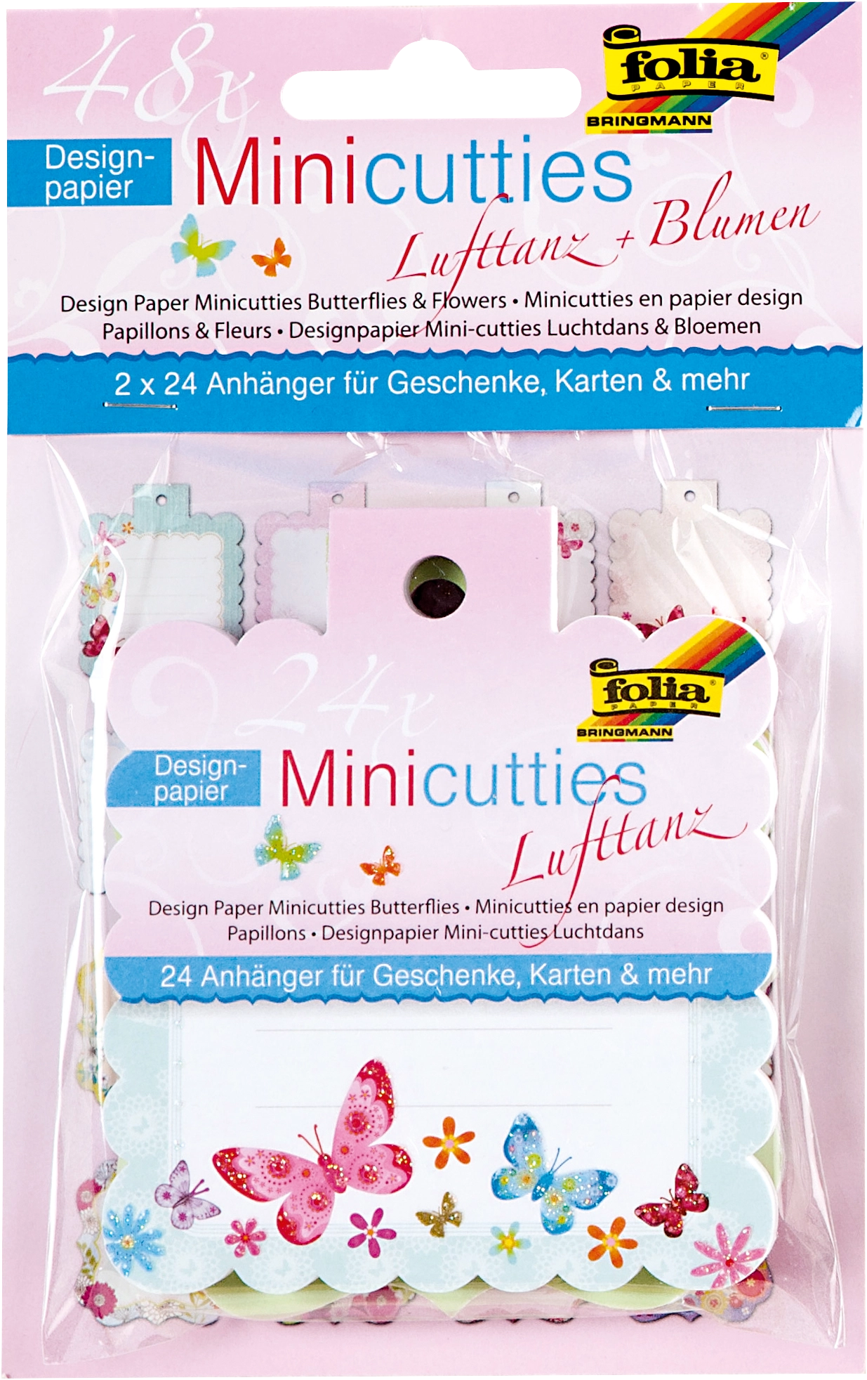 Designpapier Mini-Cutties Duo, Lufttanz & Blumen, 8,4 x 9,9 cm, 48 Blatt