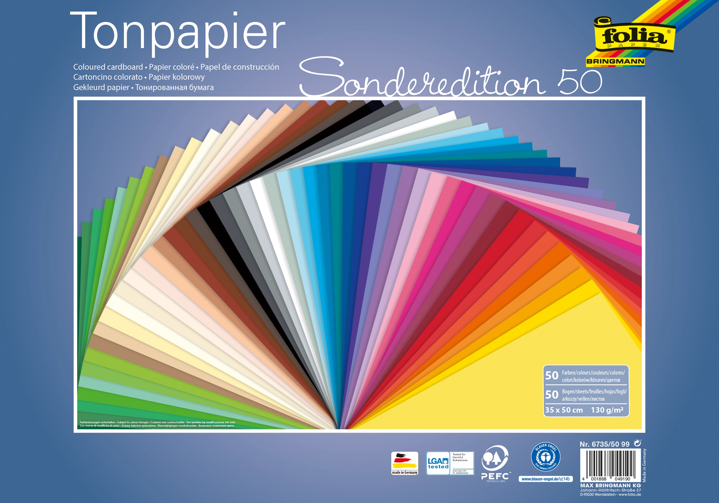 Tonpapier Sonderedition, 35 x 50 cm, 130 g/m², 50 Blatt