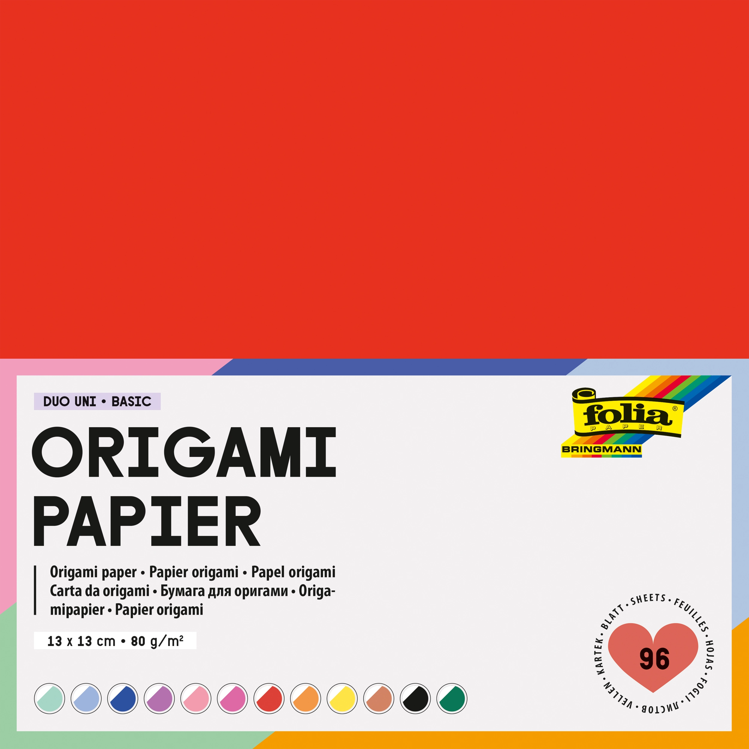 Origami Papier Duo Uni Basic 80g/m², 13x13cm