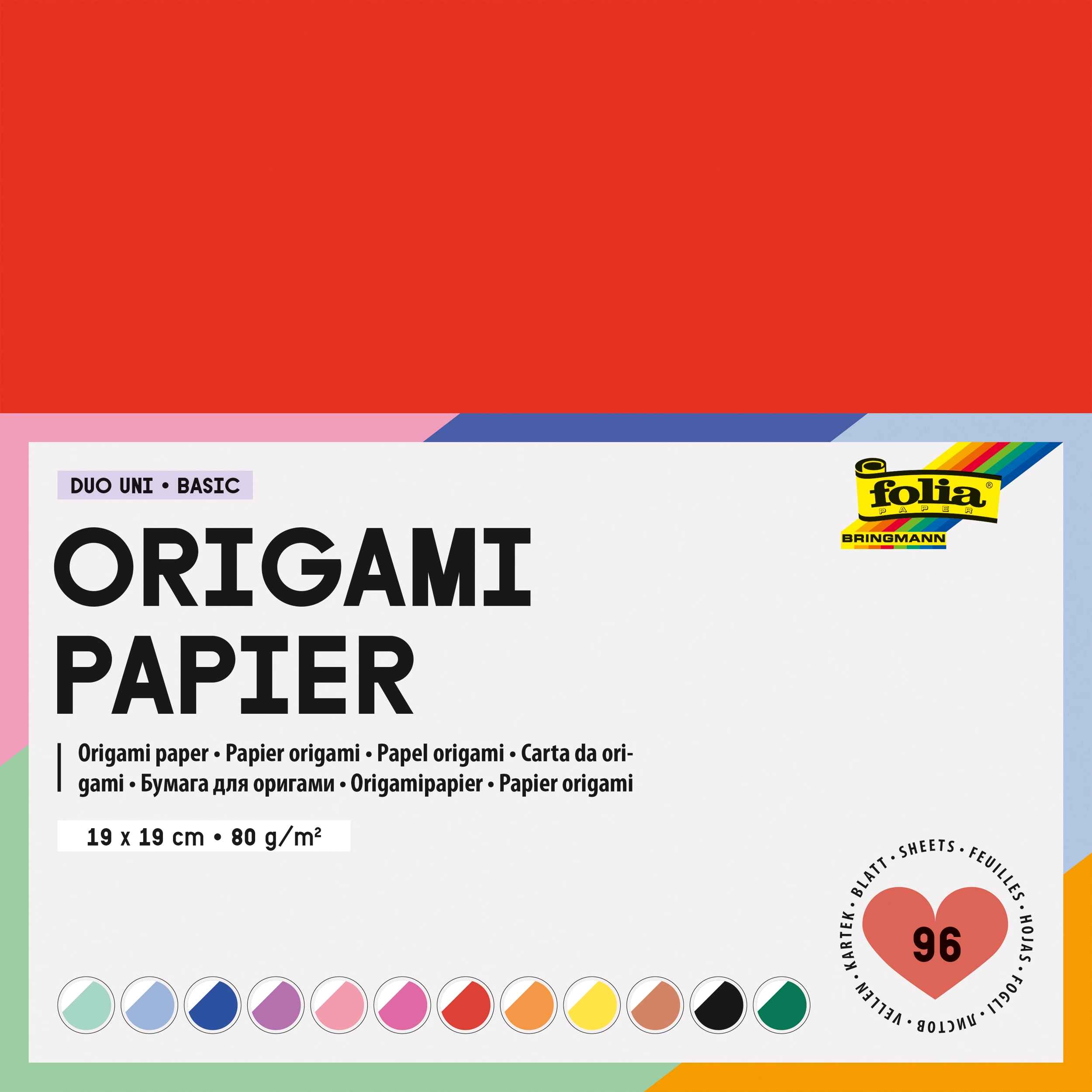 Origami Papier Duo Uni Basic 80g/m², 19x19cm
