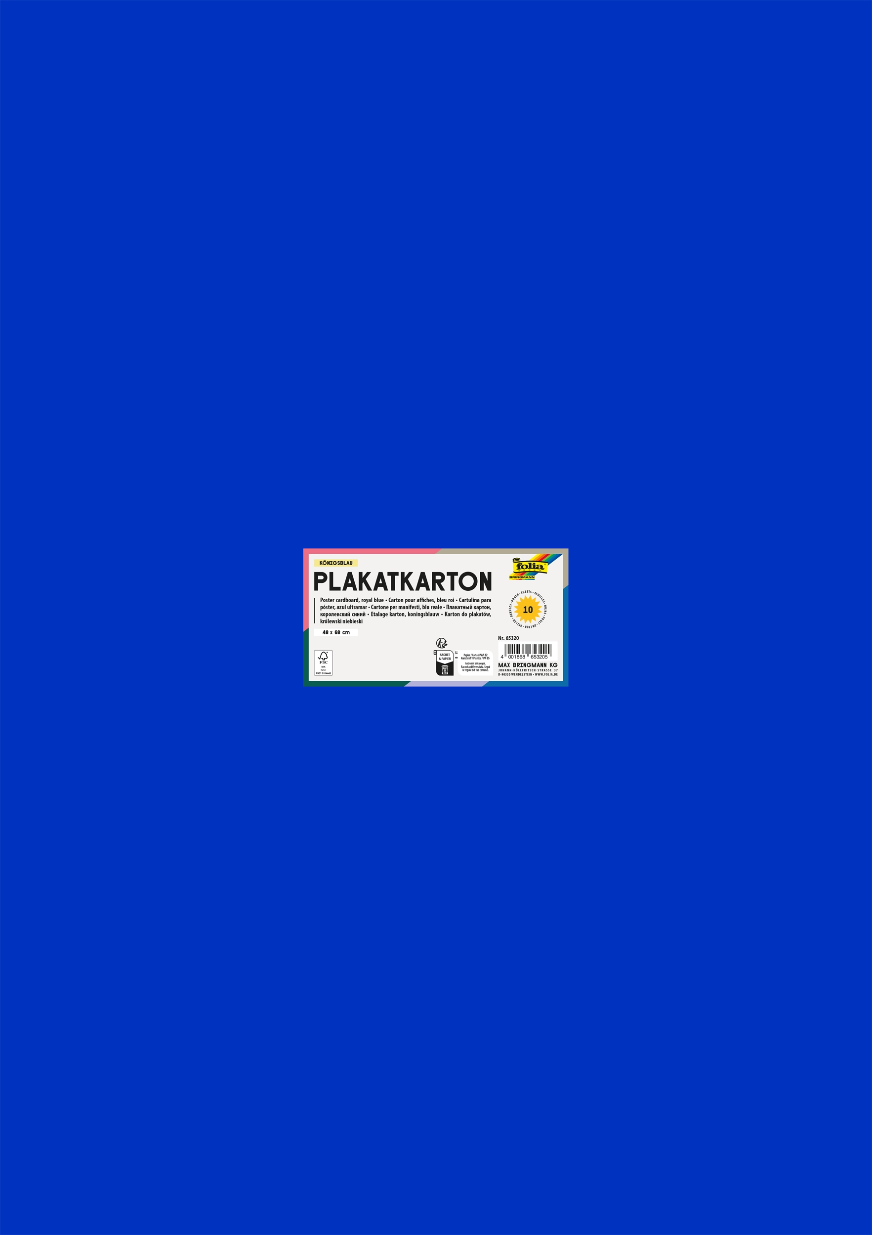 Plakatkarton, Königsblau, 48 x 68 cm, 380g/m², 10 Blatt