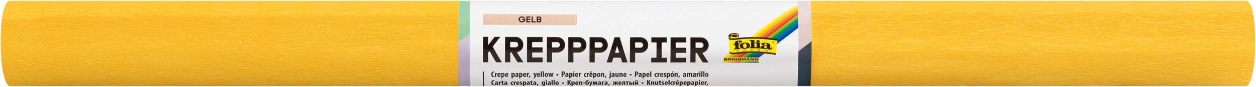 Crepe Paper Colourfast, Yellow, 50 x 250 cm, 32 g/m², 10 rolls