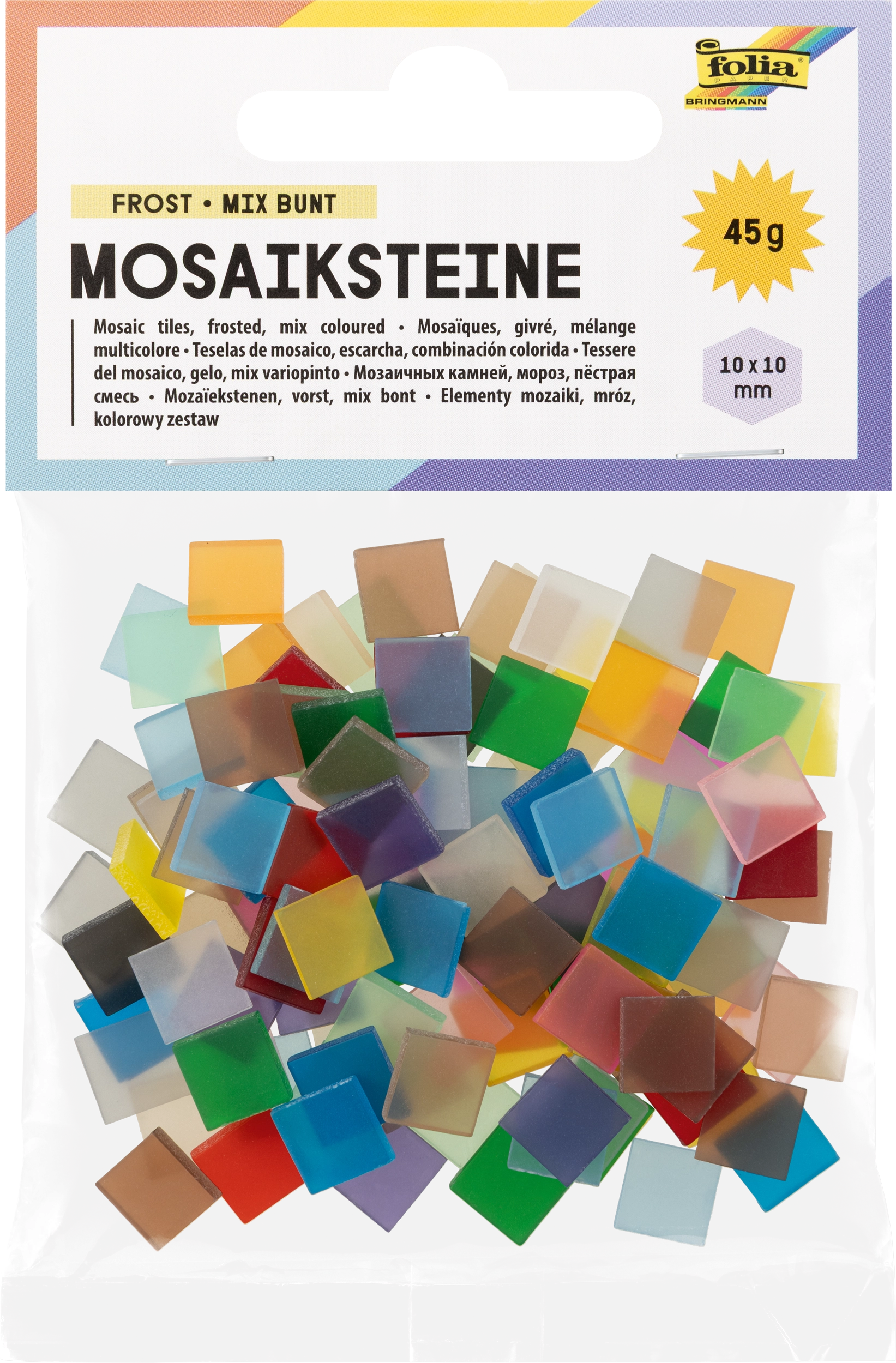 Resin-Mosaiksteine, Frost, Mix Bunt, 10 x 10 mm, 190 Stück