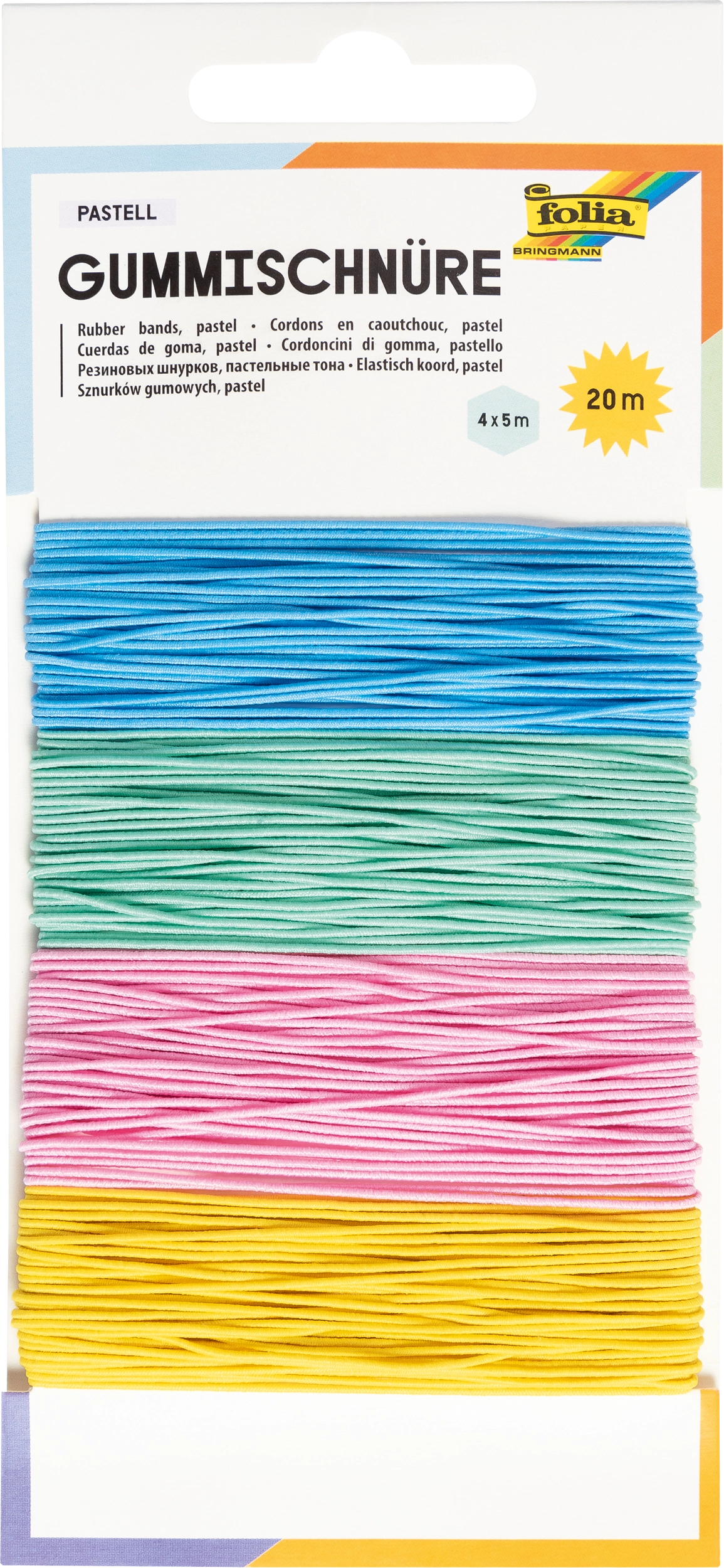 Gummischnüre, Pastell, 4 Stück
