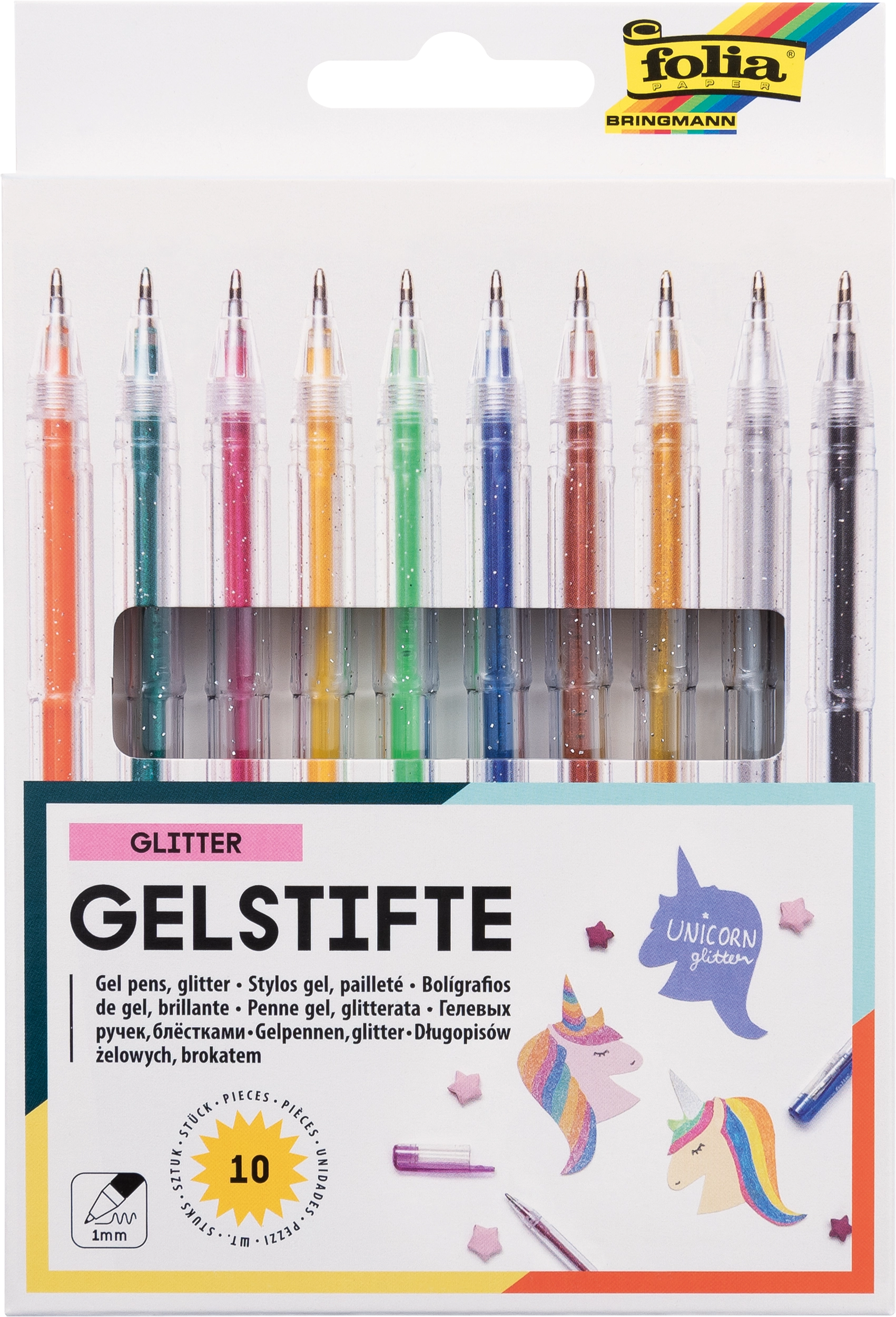 Gelstifte, Glitter, 10 Stifte