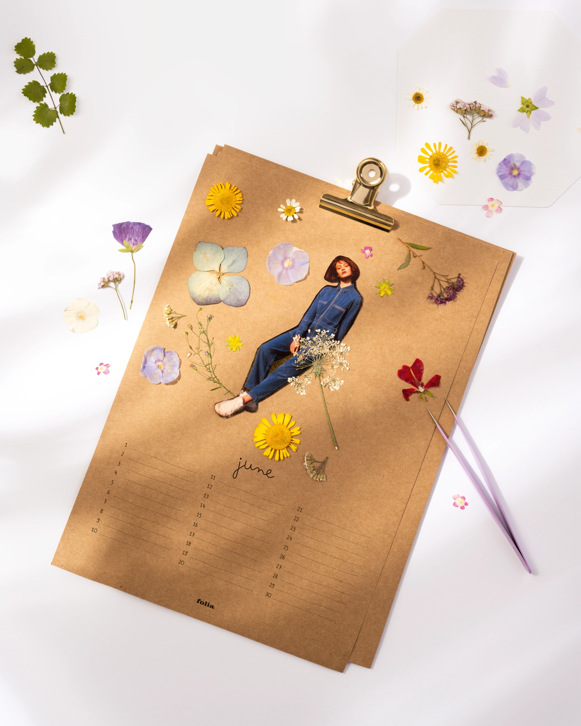 DIY Photo Calendar, Kraft, with Poster Clip, DIN A4, 1 piece