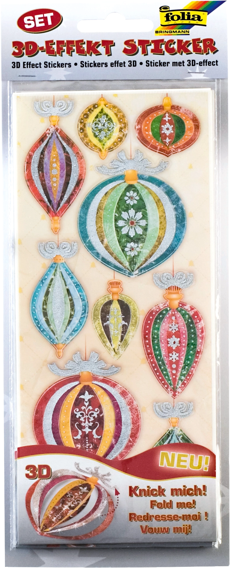 3D-Motif Stickers , X-Mas - Set 1, 105 stickers, 6 sheets