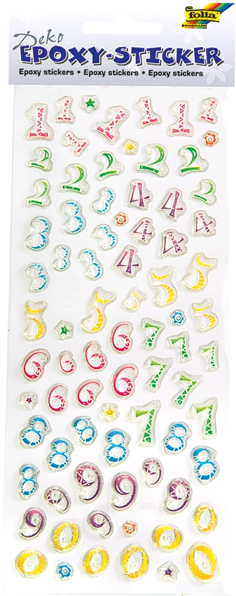 Epoxy-Sticker, Nummern, 79 Sticker, 1 Blatt