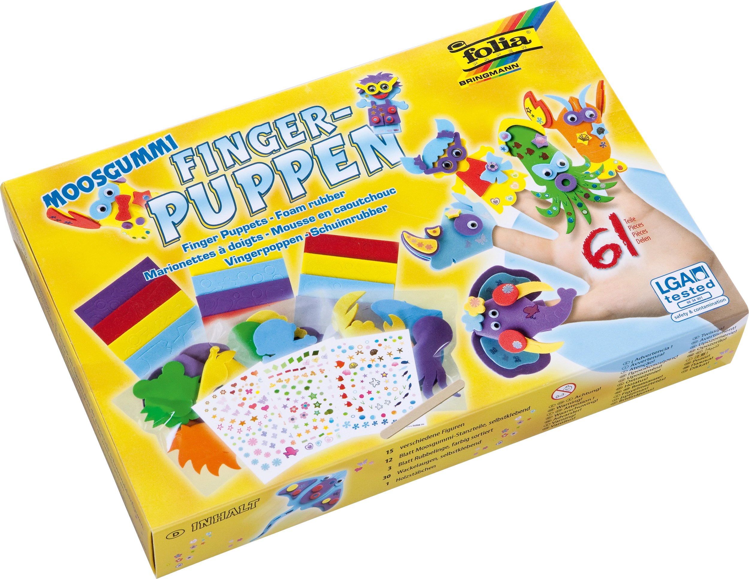 Foam Rubber Finger Puppets Kit, 61 parts