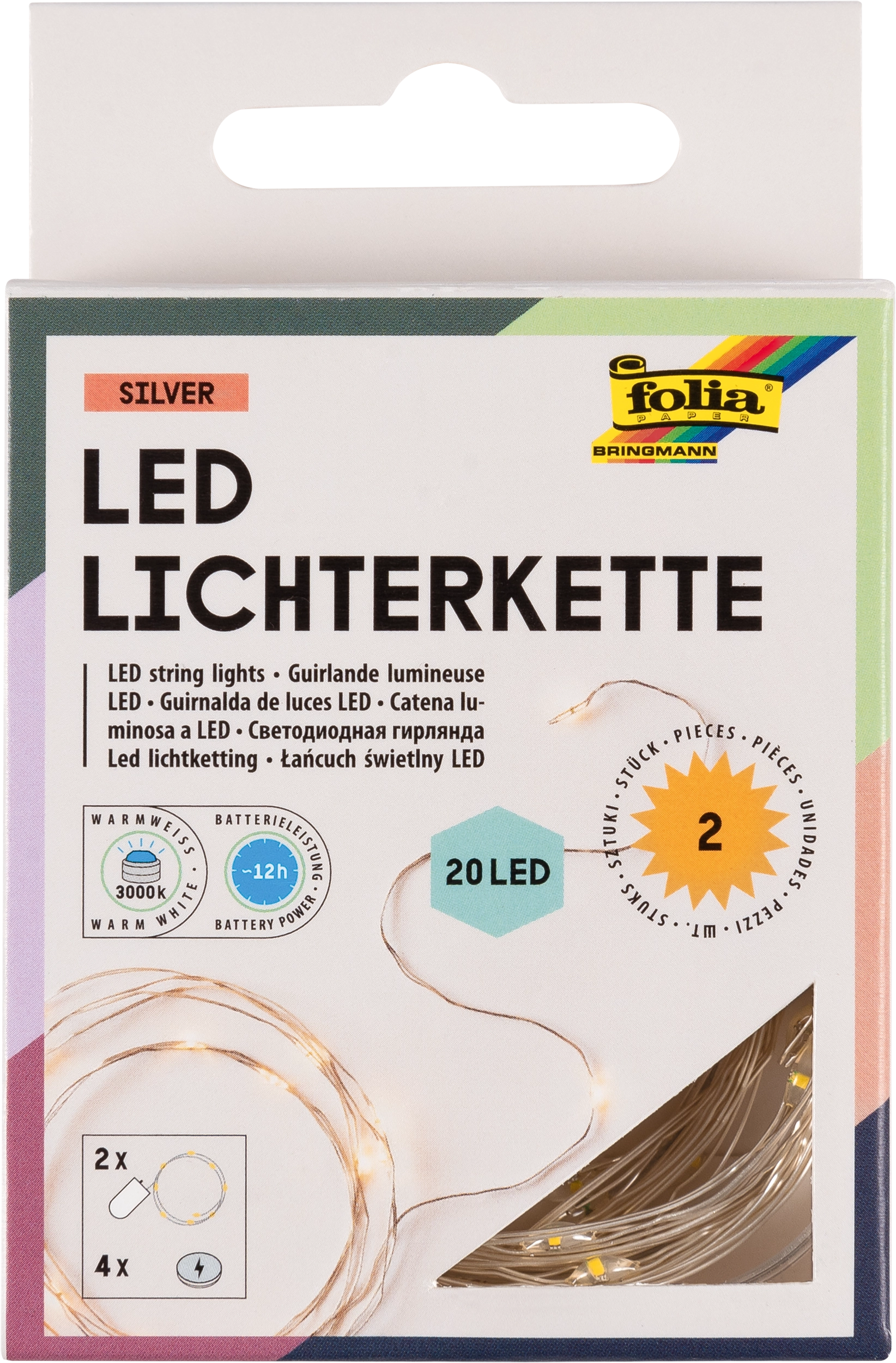 LED Lichterkette, Warmweiß, 2,20 m, 2 Stück