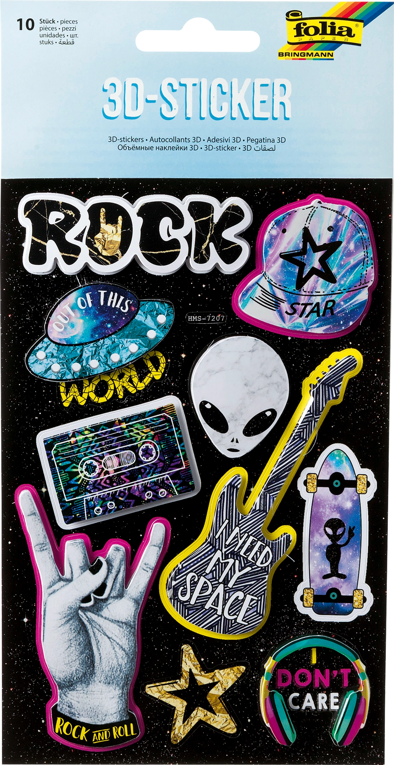 3D Stickers, Rock, 10 stickers, 1 sheet