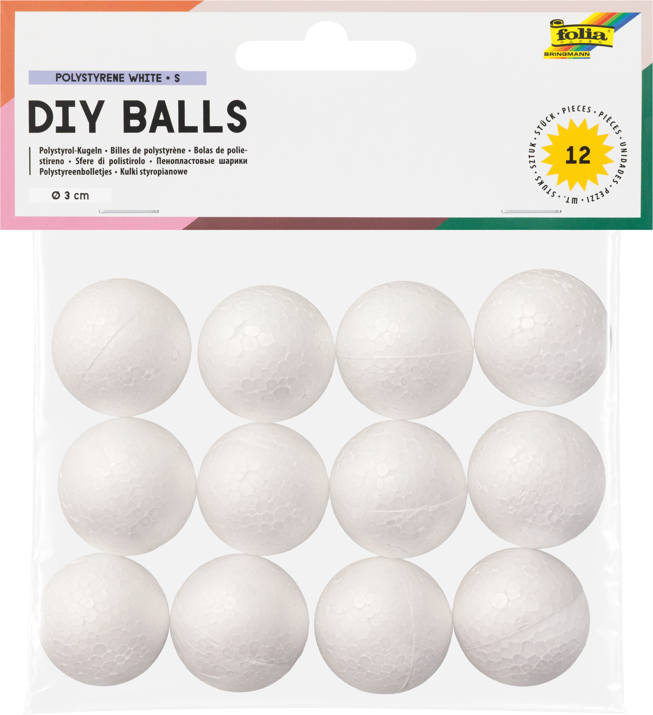 DIY Balls, Polystyrene White, S, 3 pieces