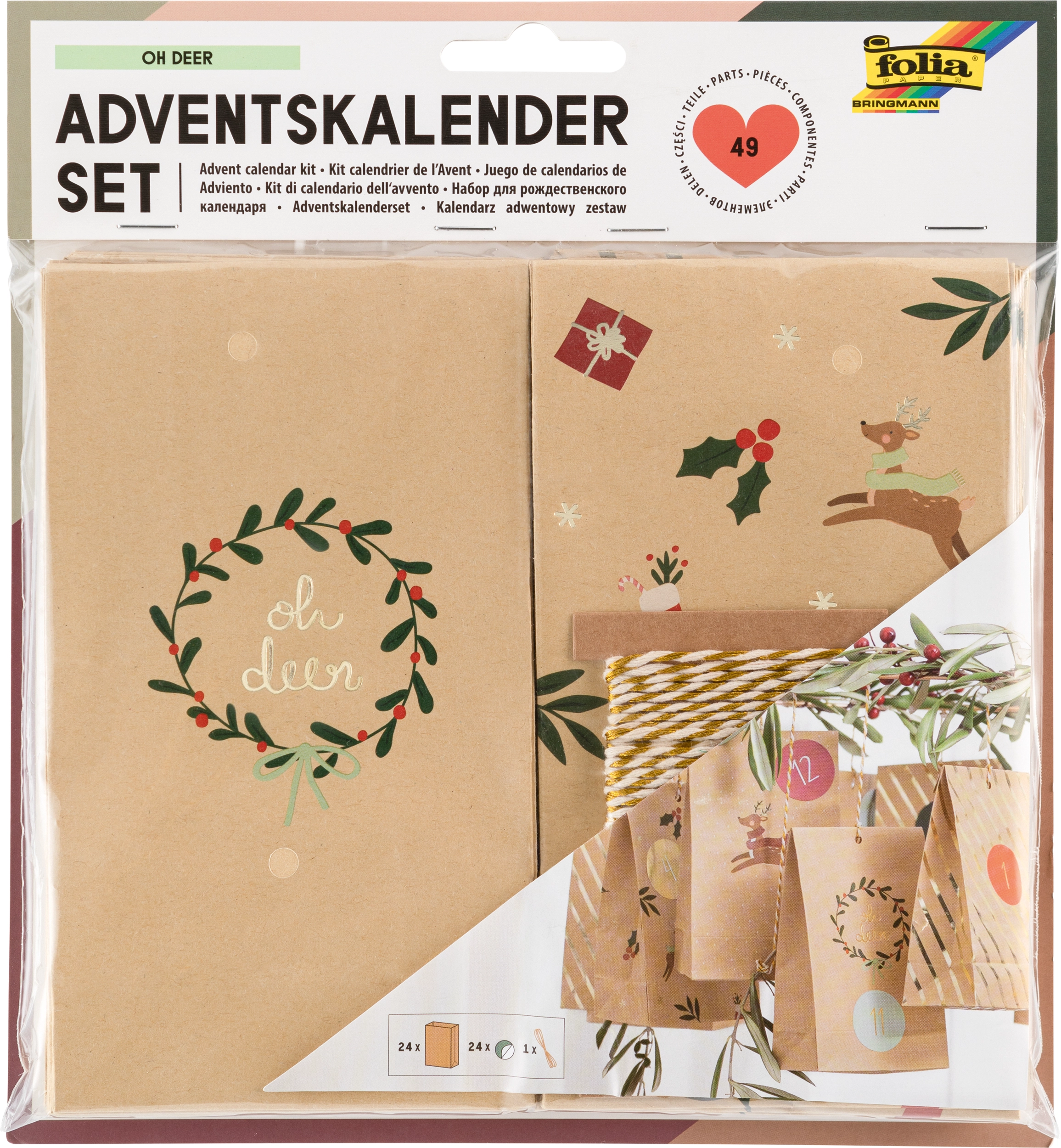 Adventskalender-Set, Oh Deer, 49 Teile