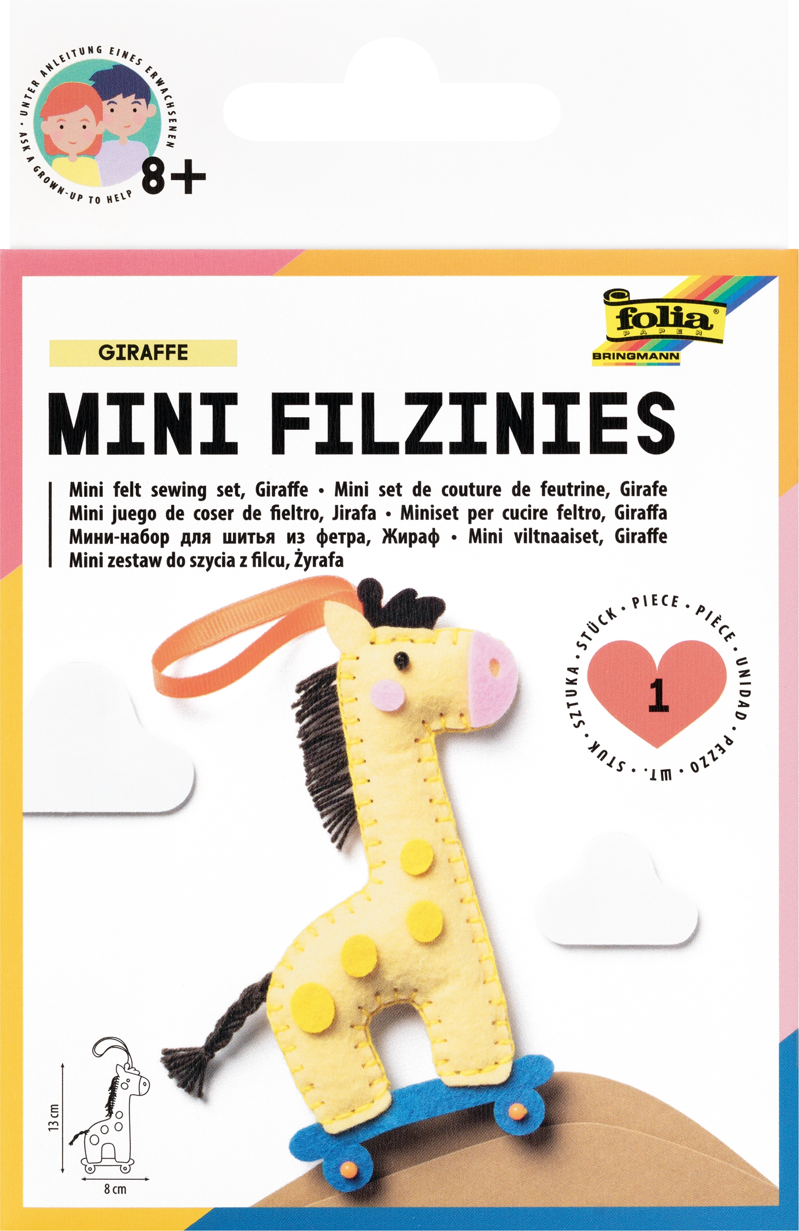 Mini Felt-Sewing-Set , Giraffe, 13 parts