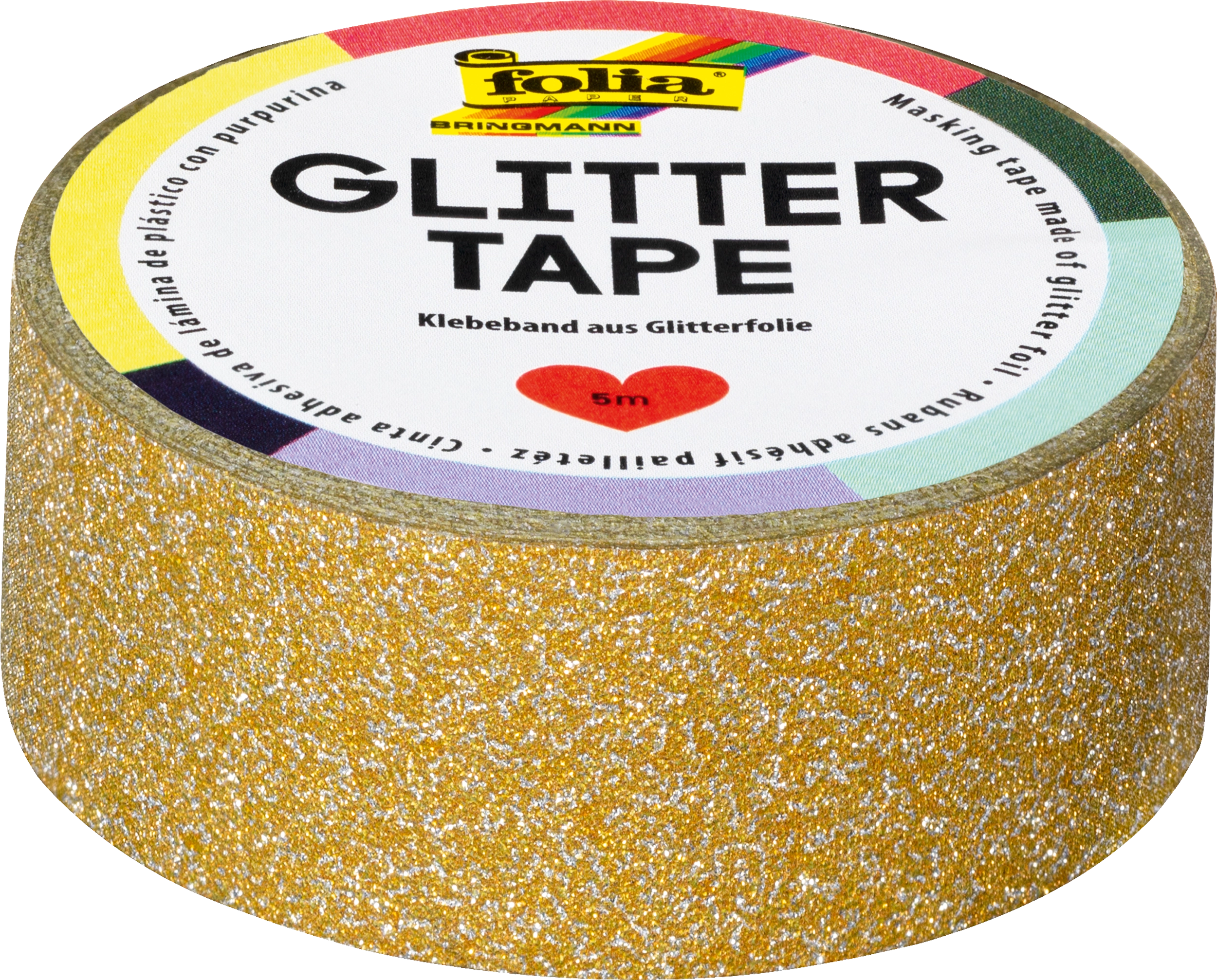 Glittertape, Gold, 5 m, 1 Rolle