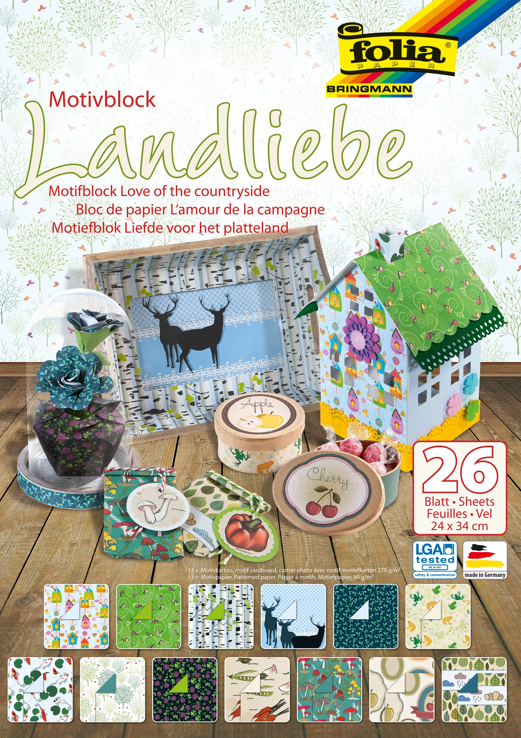 Motif Pad, Love Of The Countryside, 24 x 34 cm, 80 g/m², 270 g/m², 26 sheets