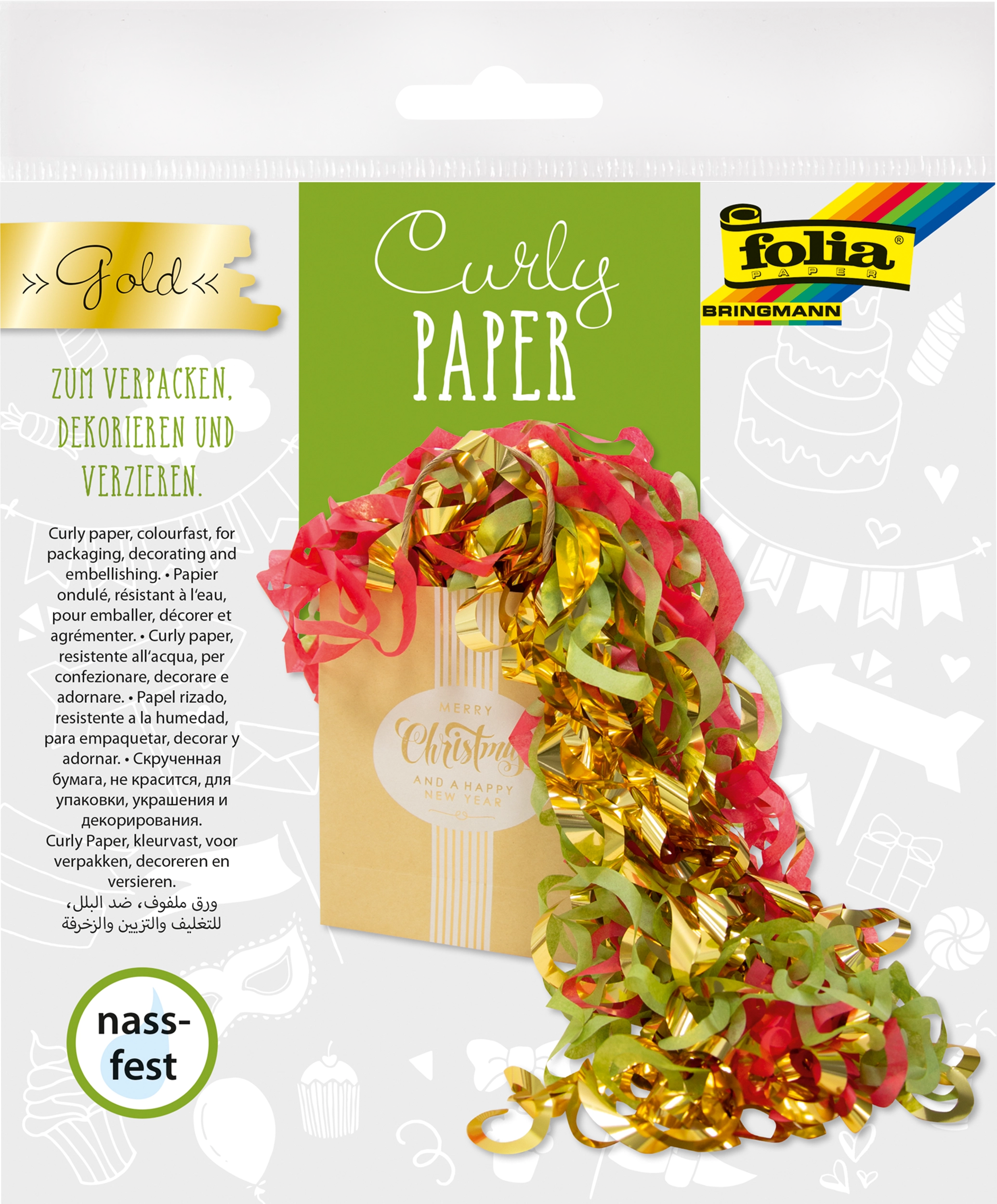 Curly Paper, Gold, 14 g/m², 1 piece