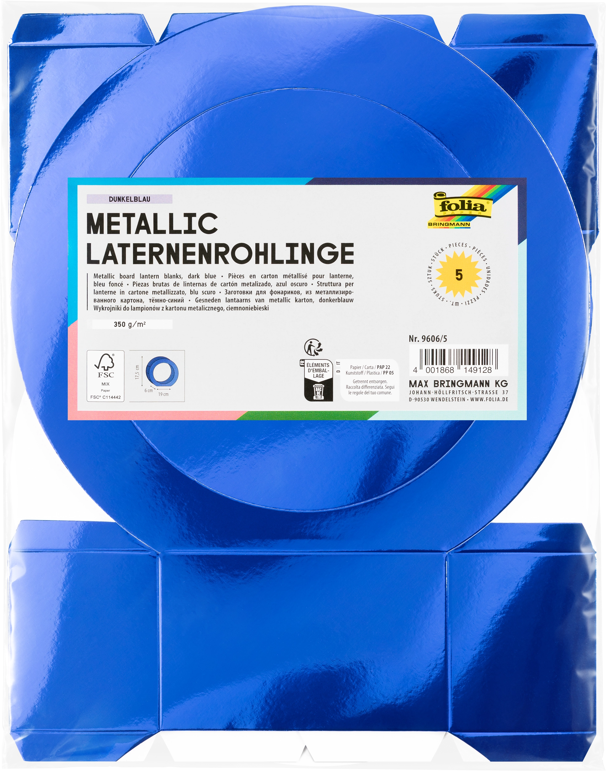 Metallic Lantern Blanks, Dark Blue, Round