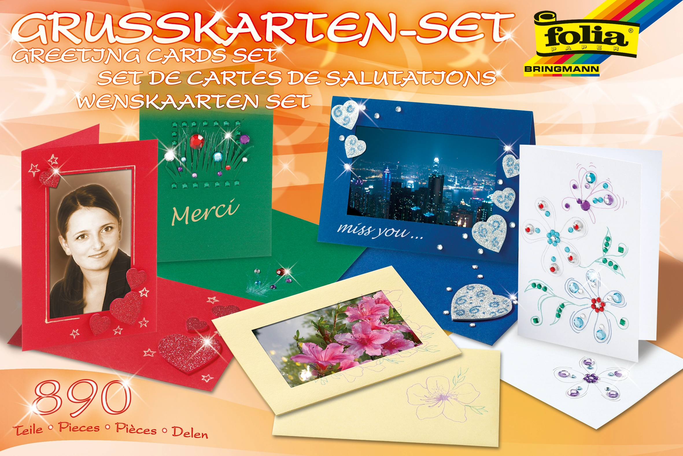 Grußkarten-Set, 130 g/m², 220 g/m², 890 Teile