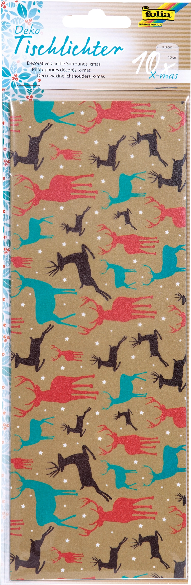 Tischlichter, X-Mas, 10 x 27 cm, 10 Blatt