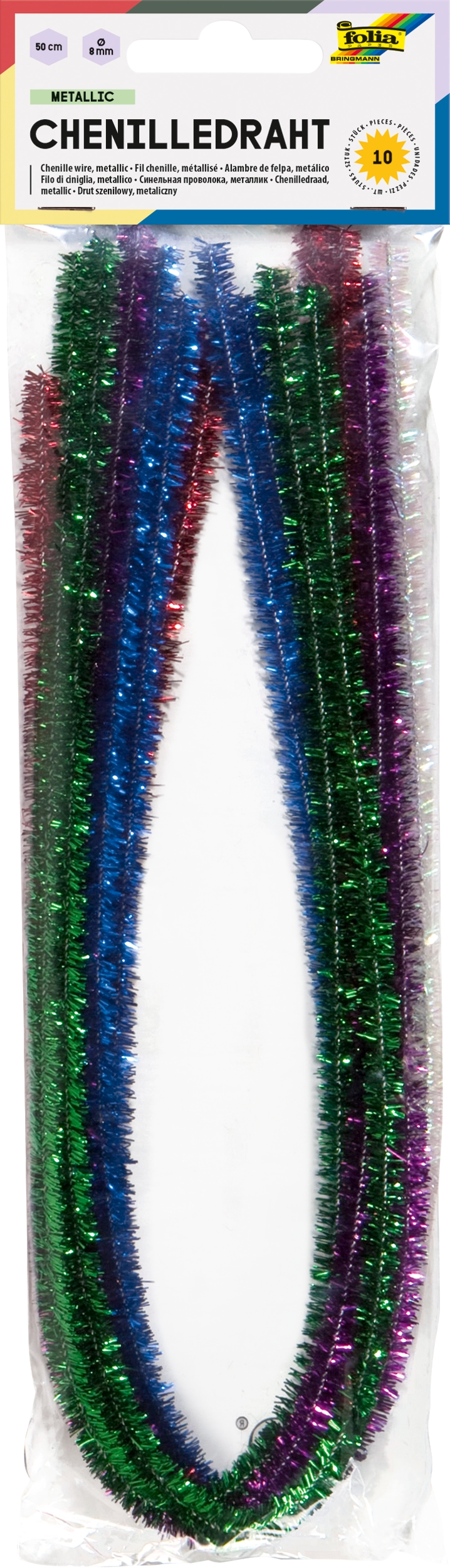 Chenille Wire, Metallic, Ø 8 mm, 50 cm, 10 pieces