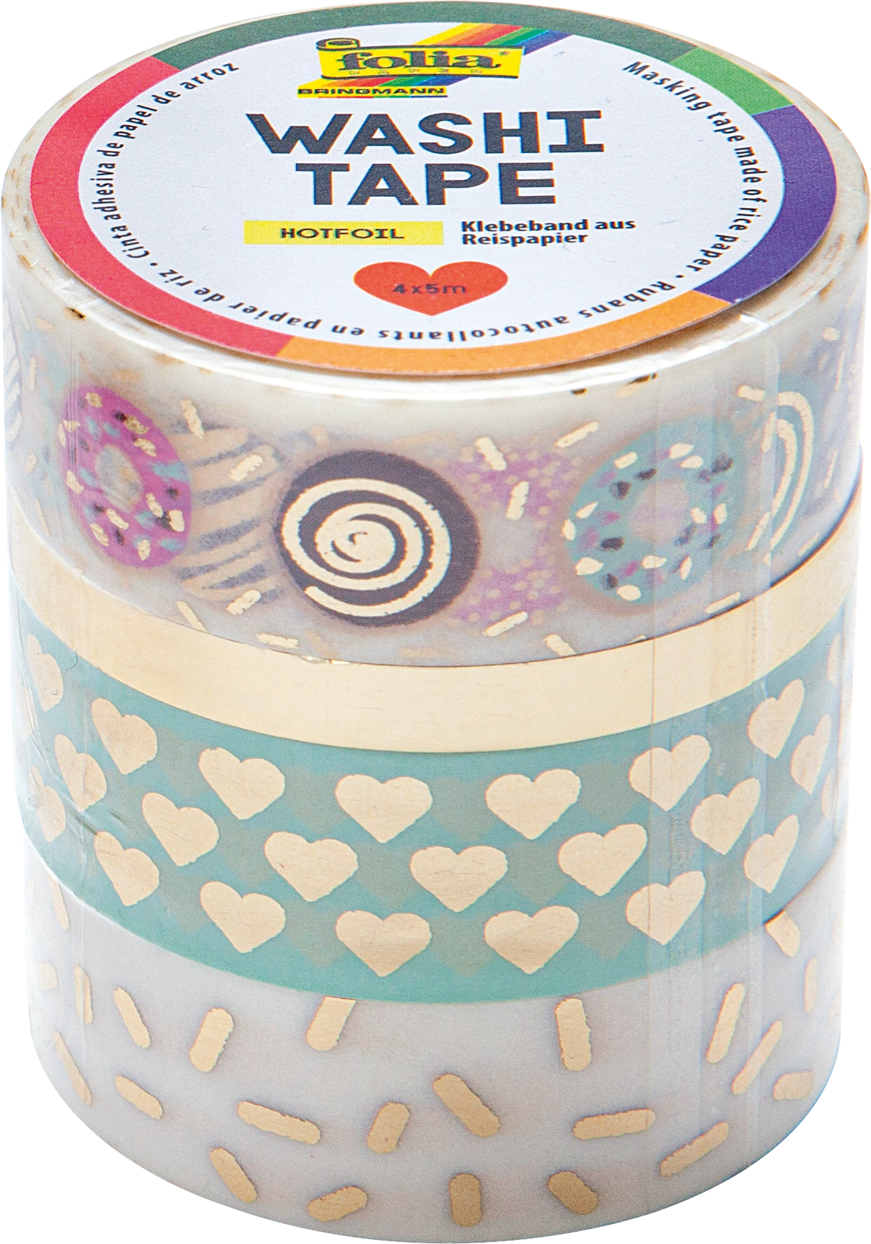 Washi Tape, Gold II, 4x 5 m, 4 Rollen