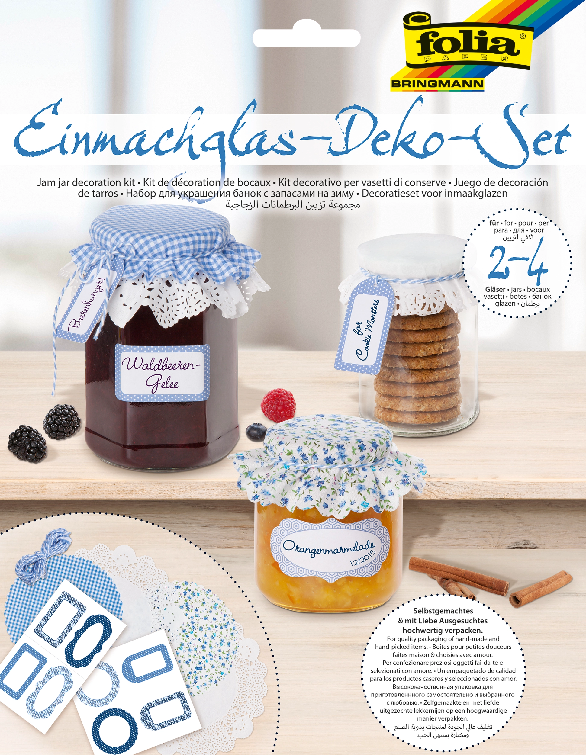 Einmachglas-Deko-Set, Hellblau & Dunkelblau, 13 Teile