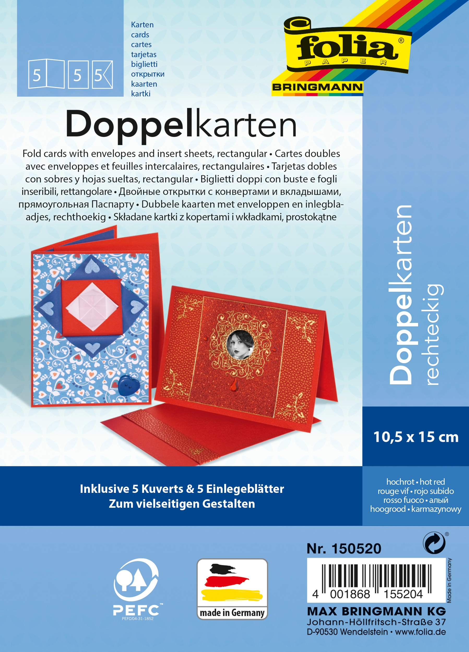 Klappkarten, Hochrot, Rechteckig