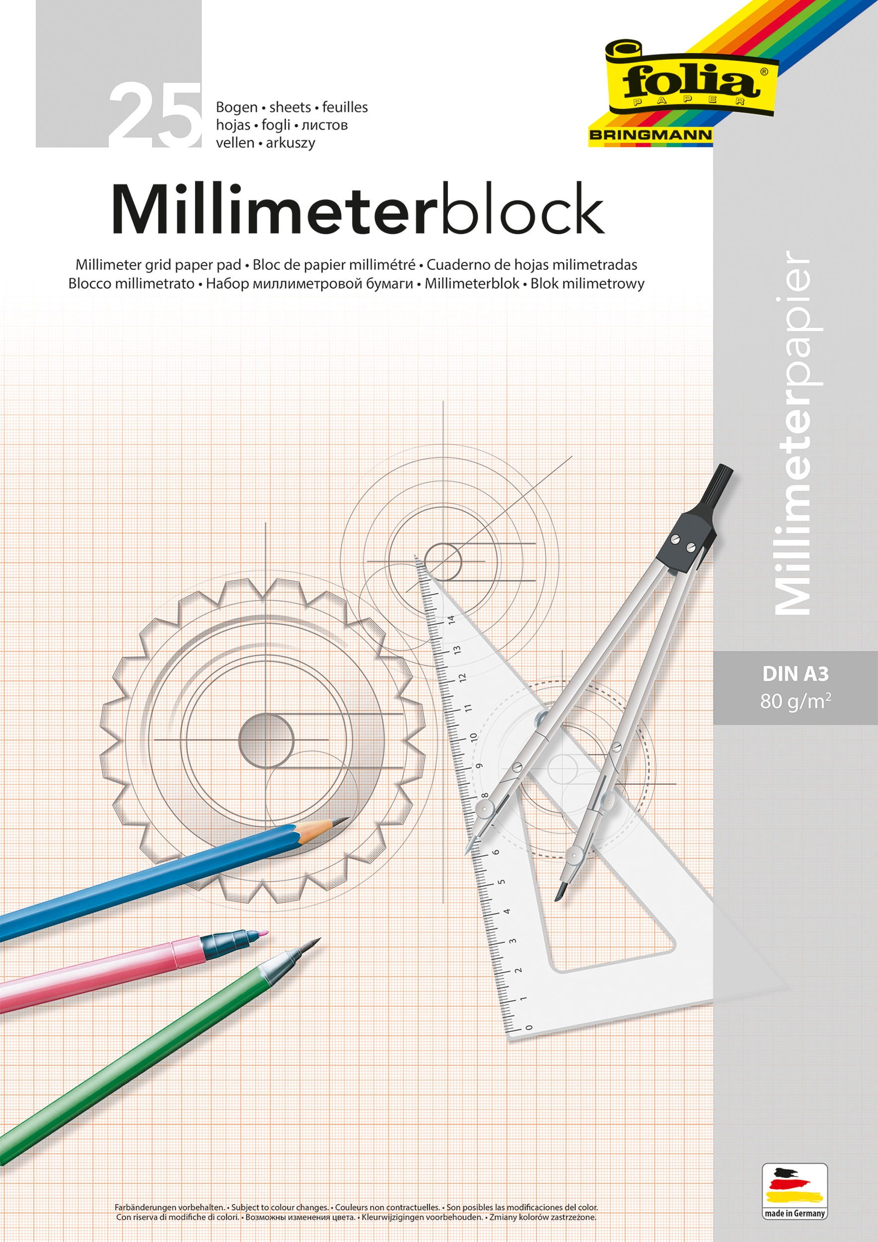 Millimeterblock, DIN A3, 25 Blatt