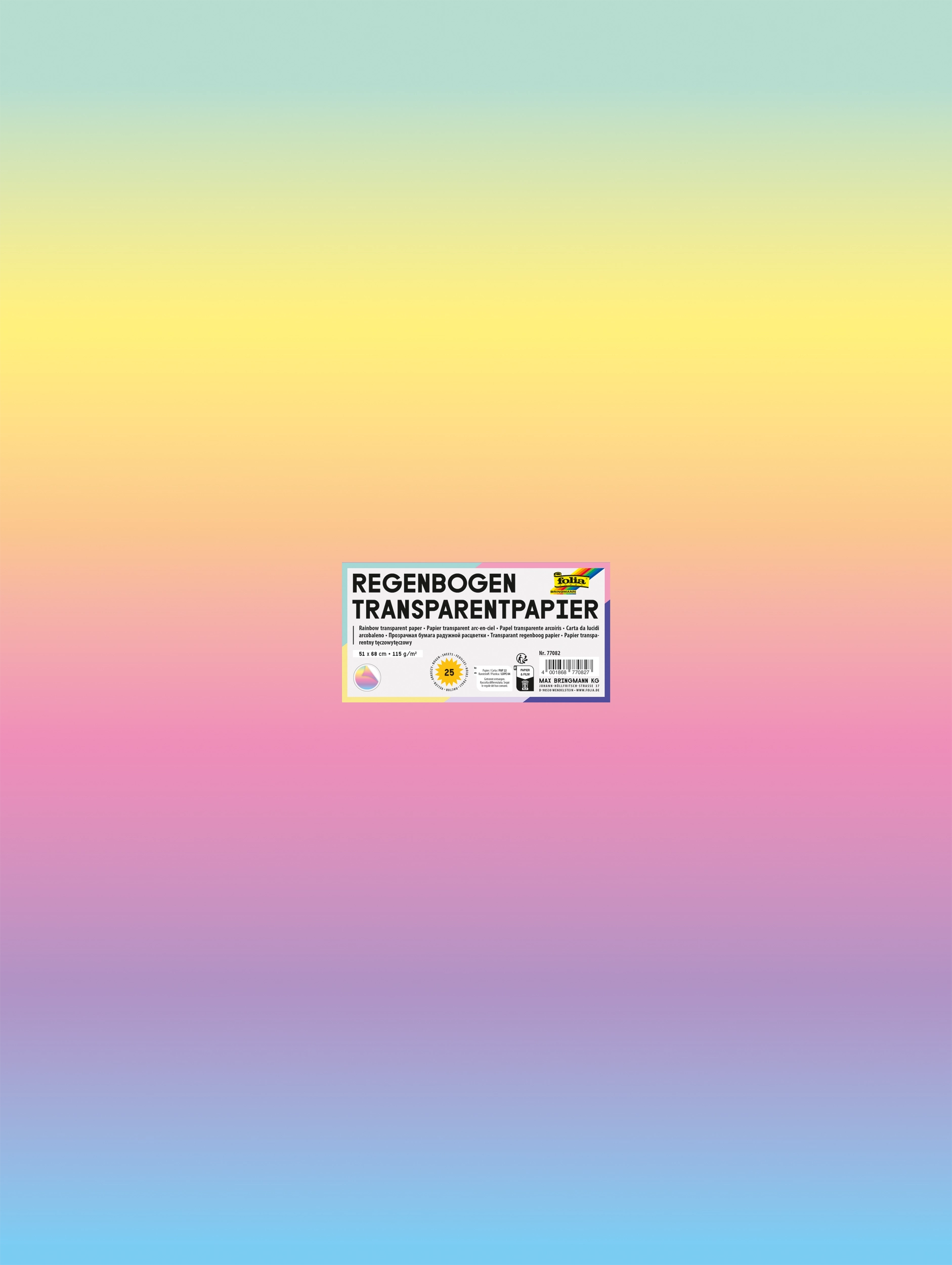 Transparentpapier, Regenbogen, 51 x 68 cm, 115 g/m², 25 Blatt