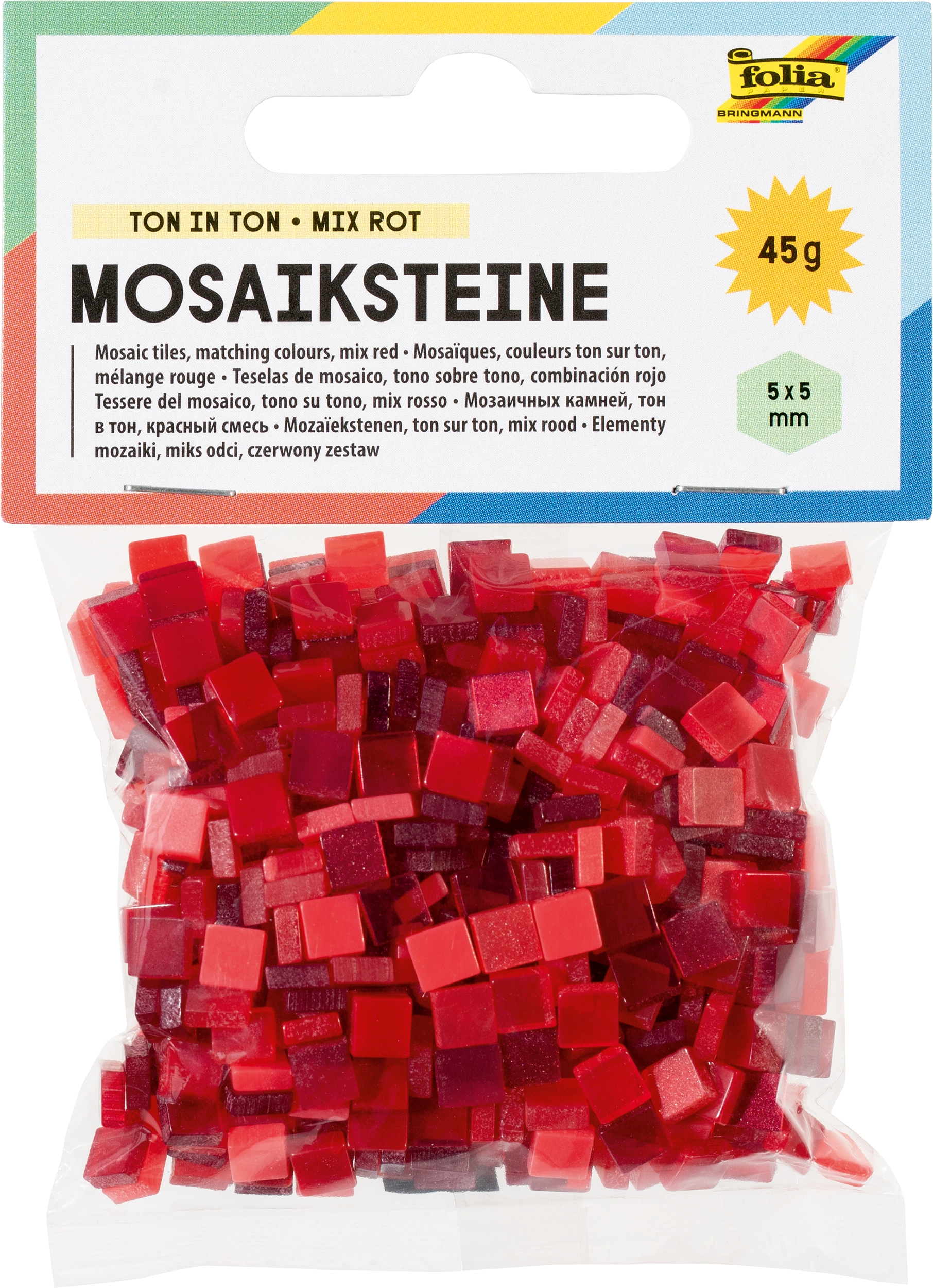 Resin-Mosaiksteine, Ton in Ton, Rot, 5 x 5 mm, 700 Stück