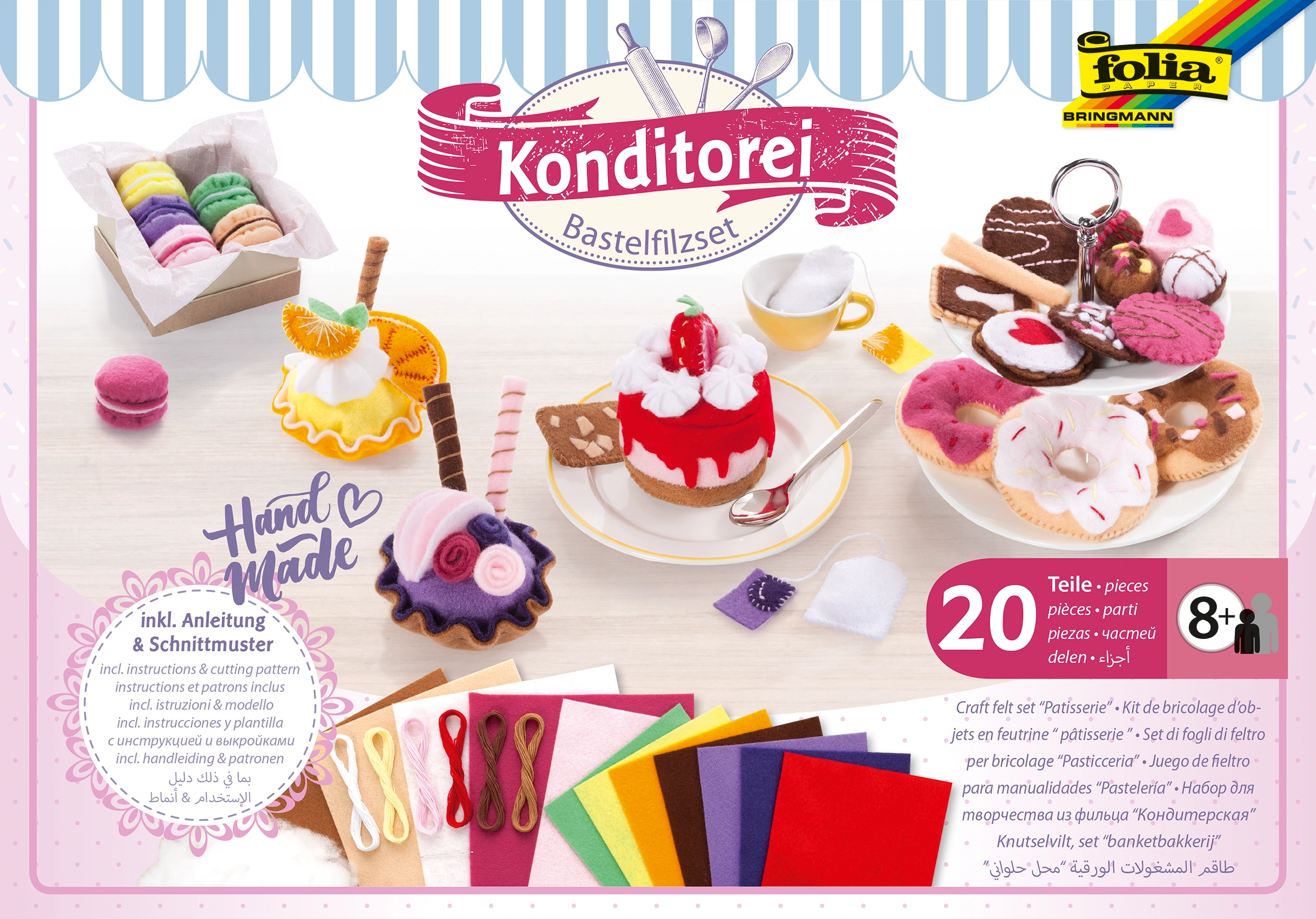 Bastelfilzset, Konditorei, 20 x 30 cm, 15 x 20 cm, 20 Teile