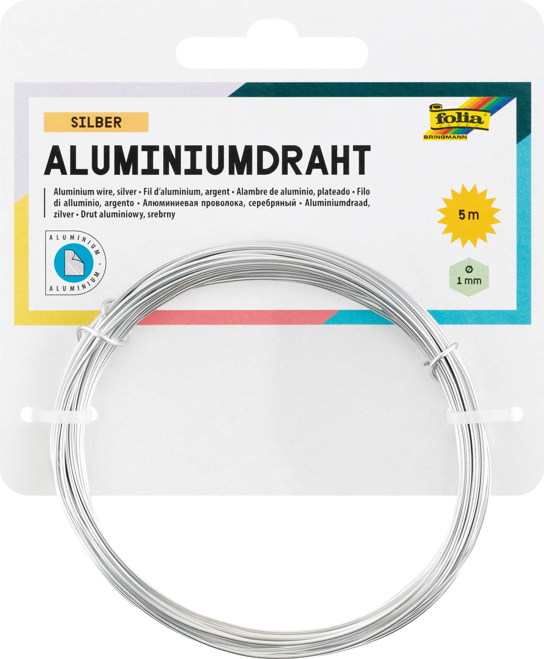 Aluminiumdraht, Silber, Ø 1 mm x 5 m, 1 Stück
