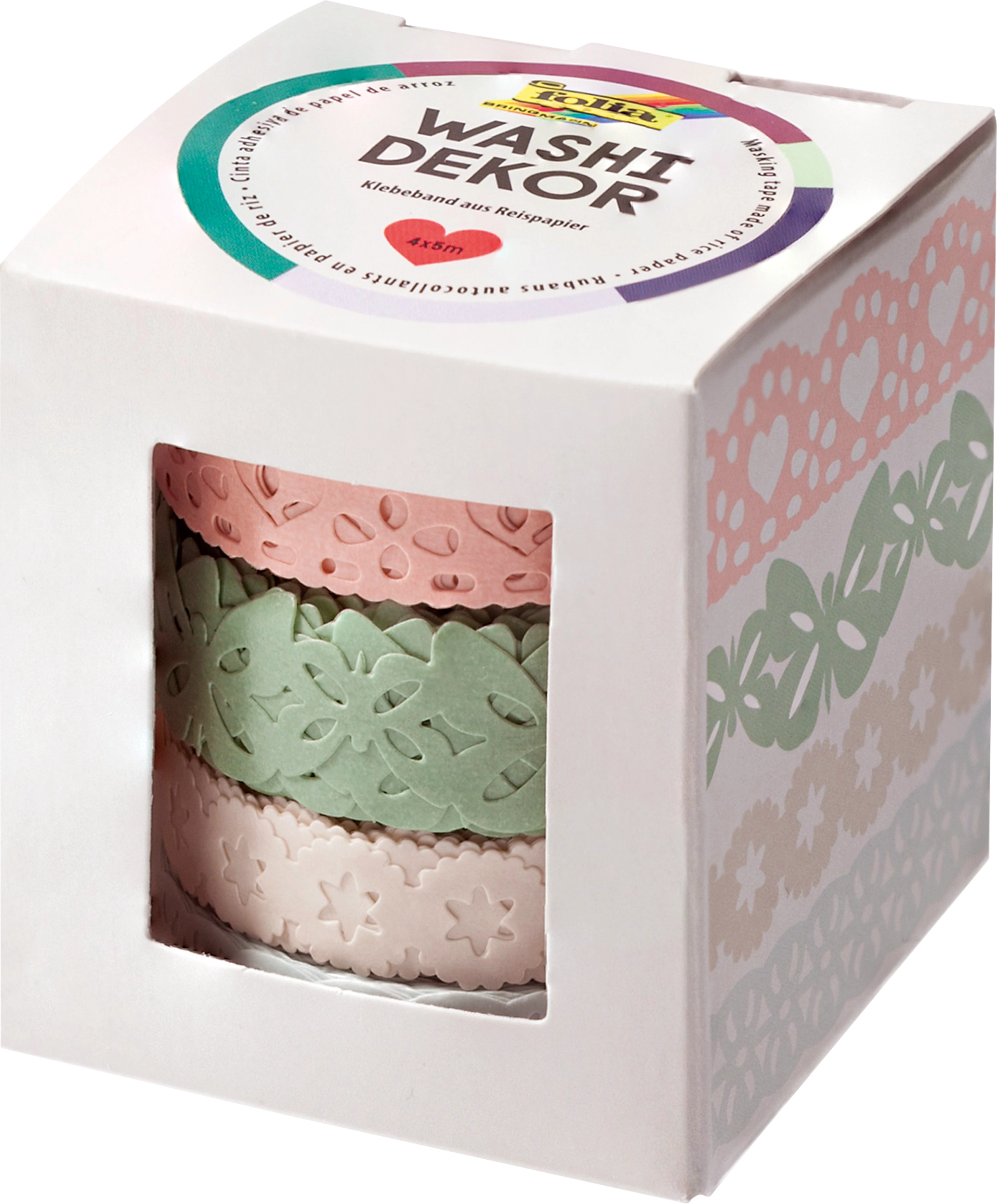 Washi Dekor, Pastell, 4x 5 m, 4 Rollen