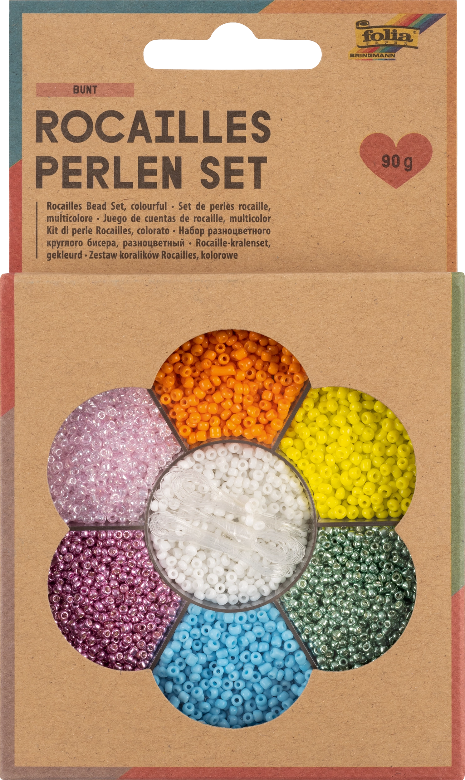 Rocailles-Perlen-Set , Bunt